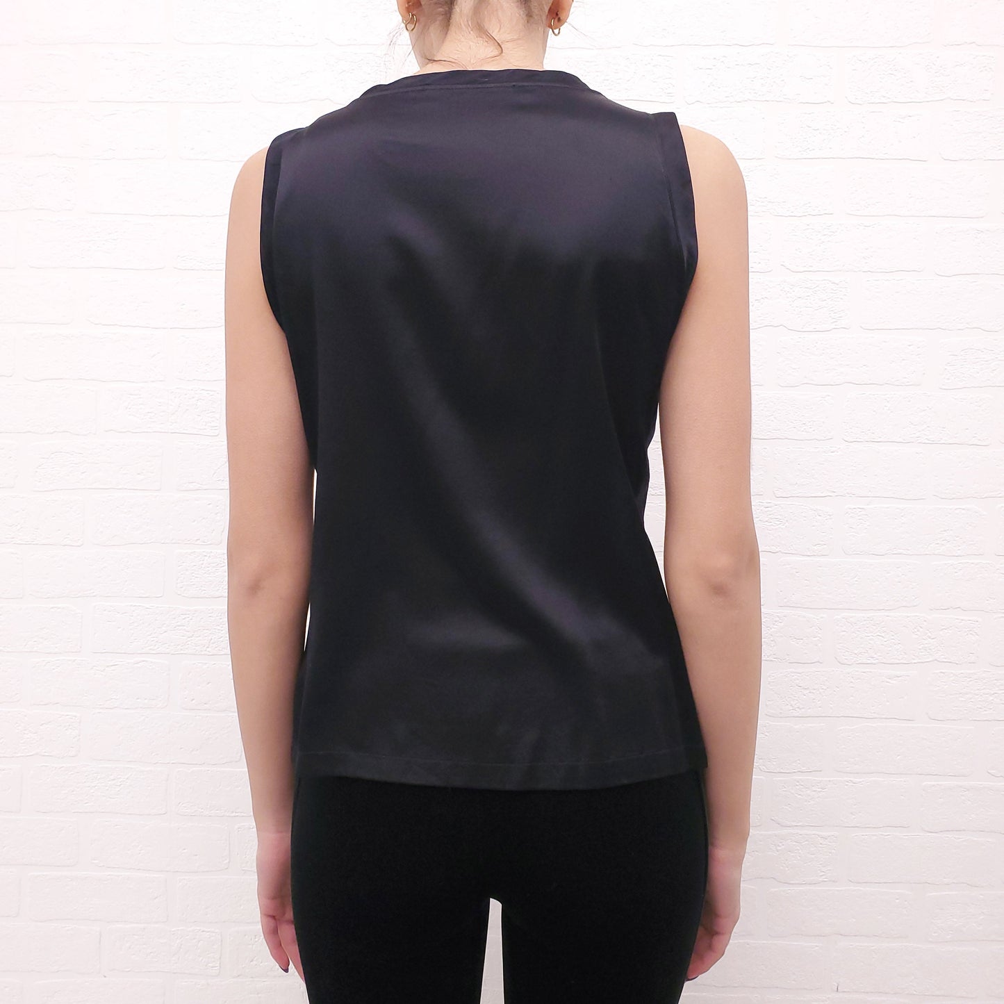 SAINT LAURENT SWAROVSKI CRYSTAL LOGO BLOUSE - SIZE M
