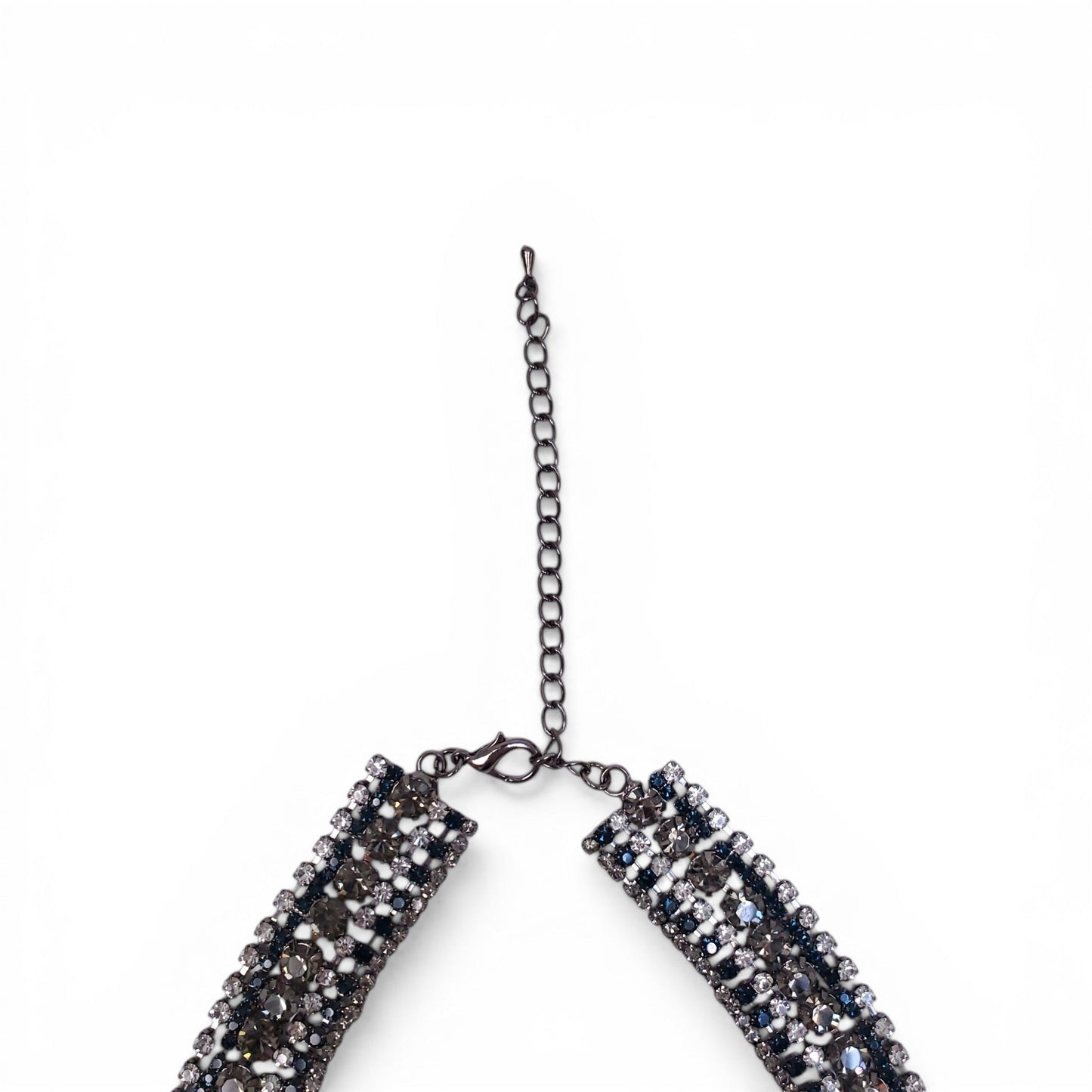 SILVER, GREY AND BLUE CRYSTAL NECKLACE