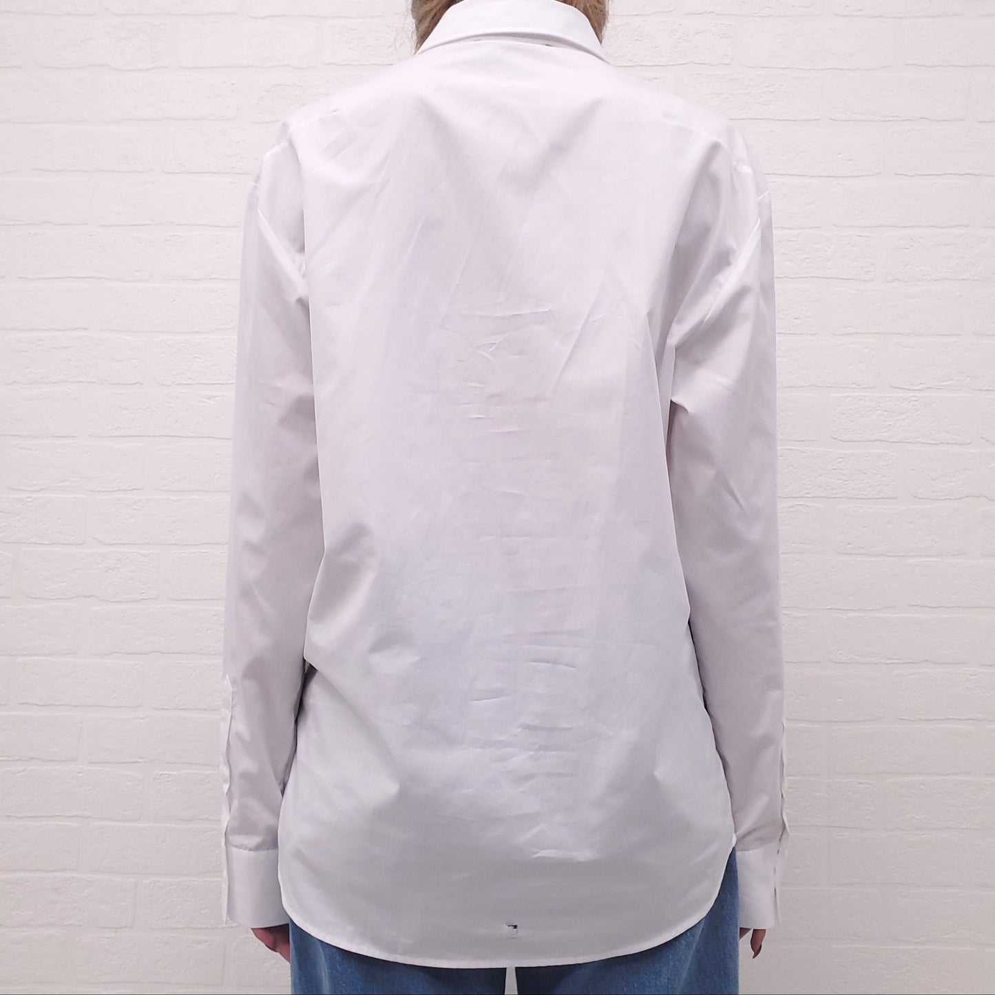SIMONE ROCHA WHITE BLOUSE WITH PEARL DETAILS - SIZE L