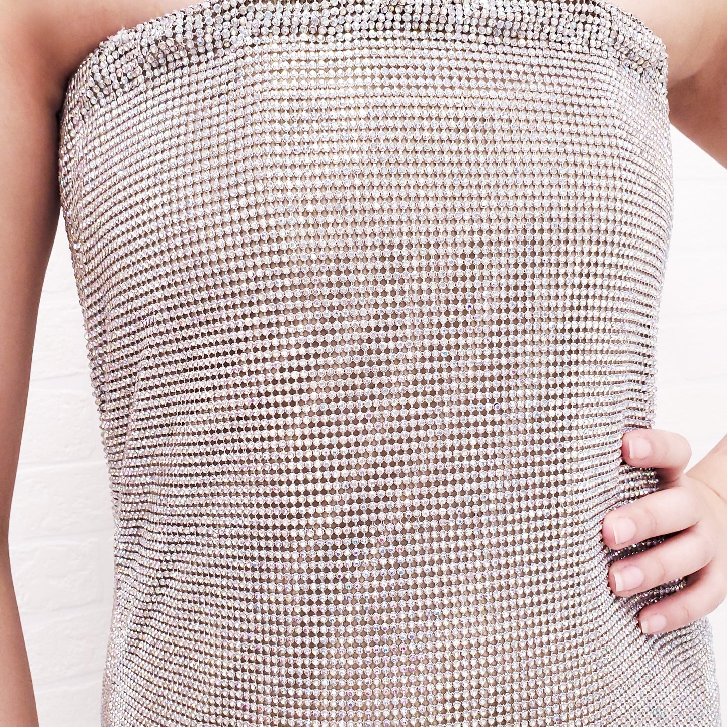 SPORTMAX SILVER RHINESTONE SILVER DRESS - SIZE XS