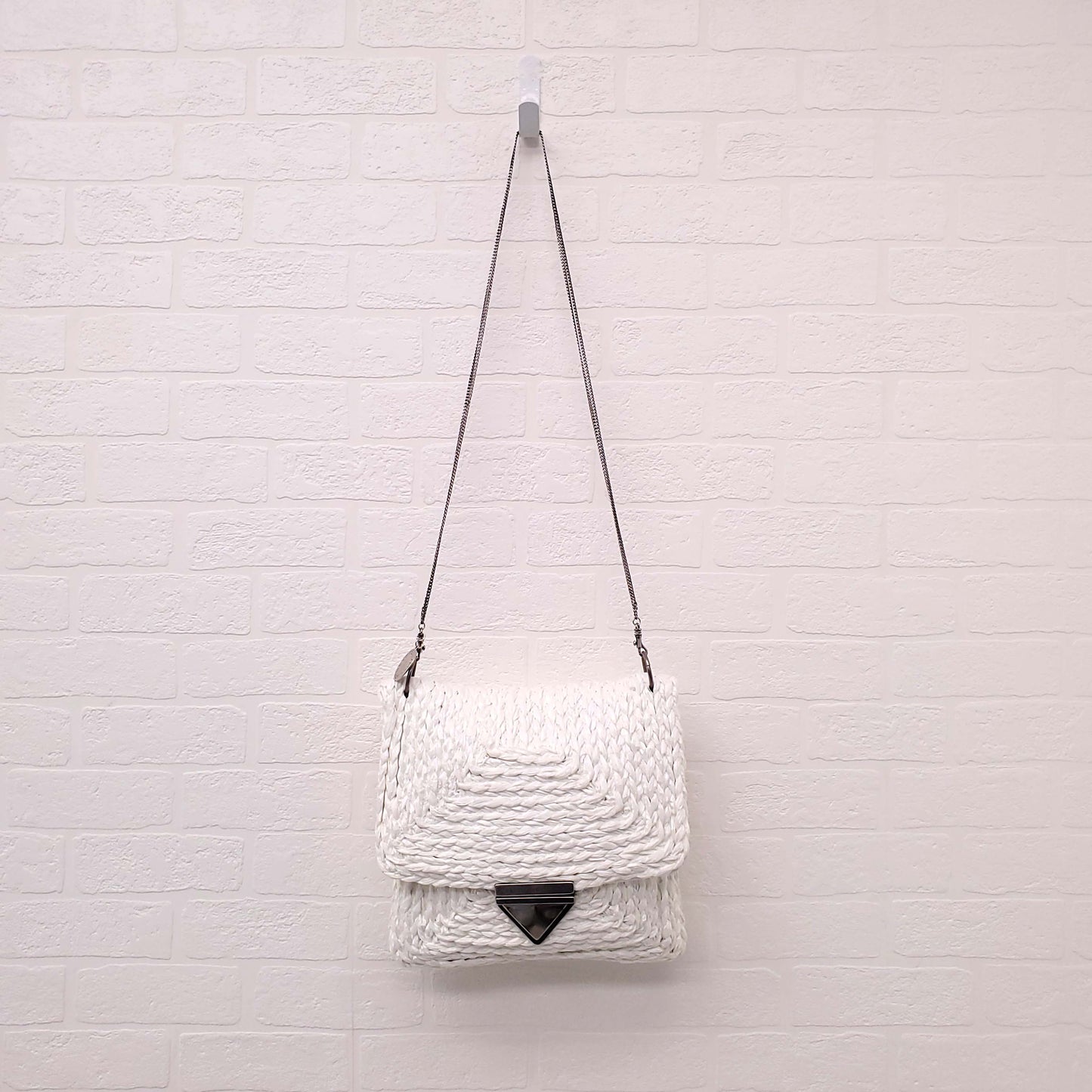 STELLA MCCARTNEY WHITE RAFFIA SHOULDER BAG
