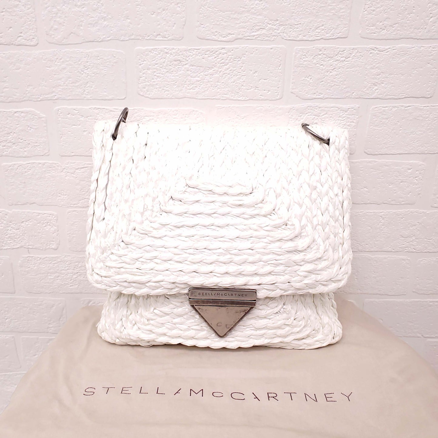 STELLA MCCARTNEY WHITE RAFFIA SHOULDER BAG