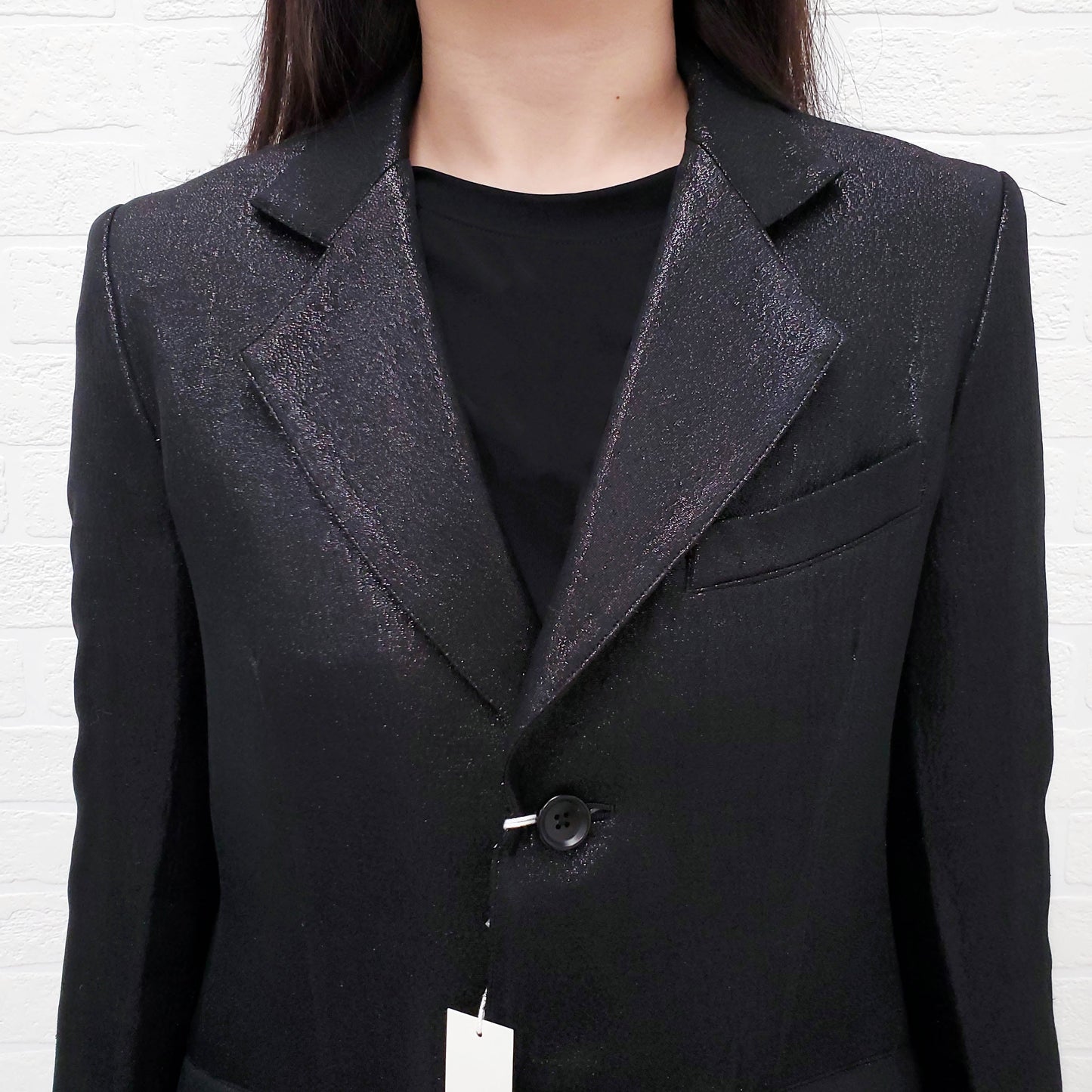 SULVAM BLACK OVERSIZED SPARKLE LAYERED BLAZER - SIZE S