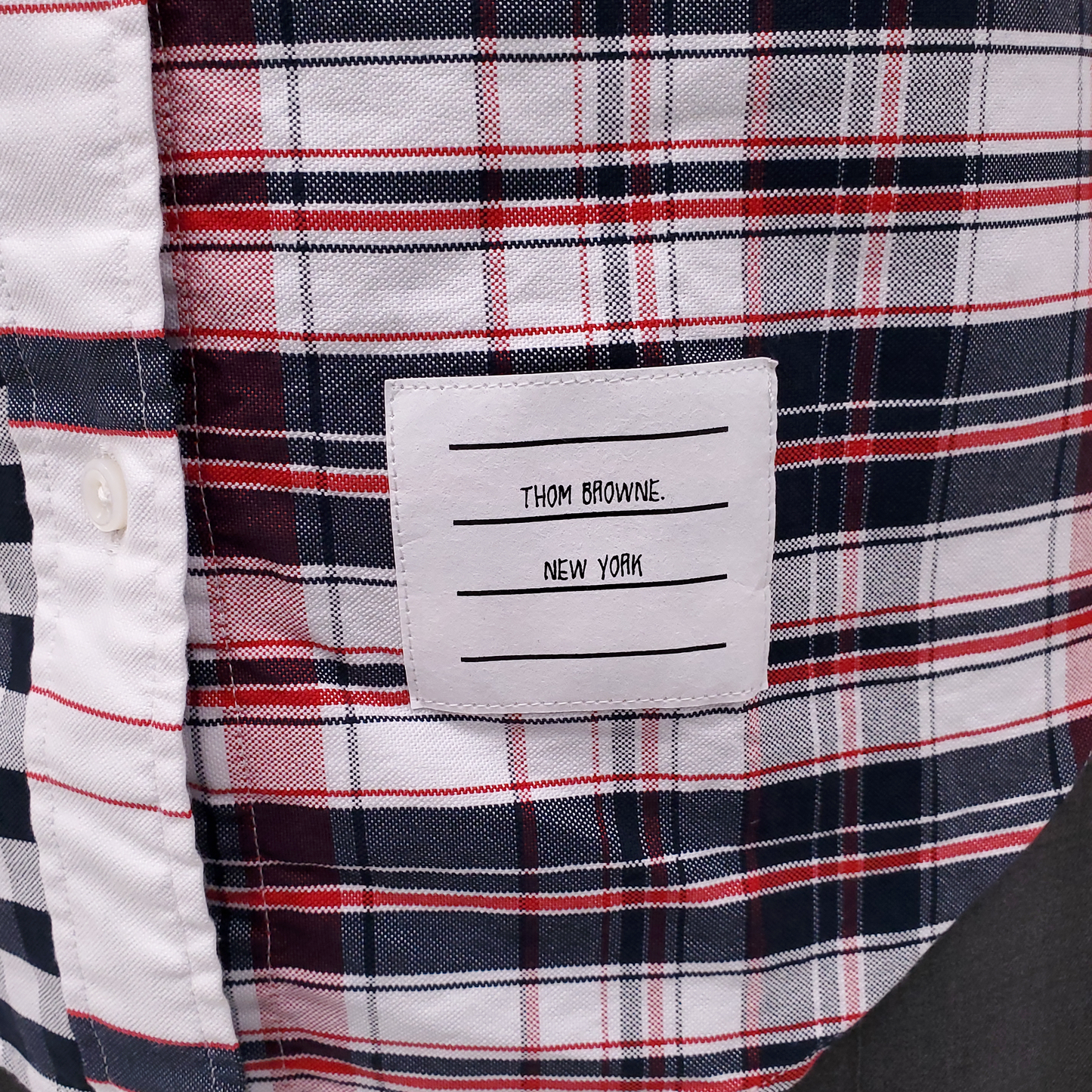 THOM BROWNE MULTI-PLAID ROUND COLLAR BUTTON UP SHIRT - SIZE 38