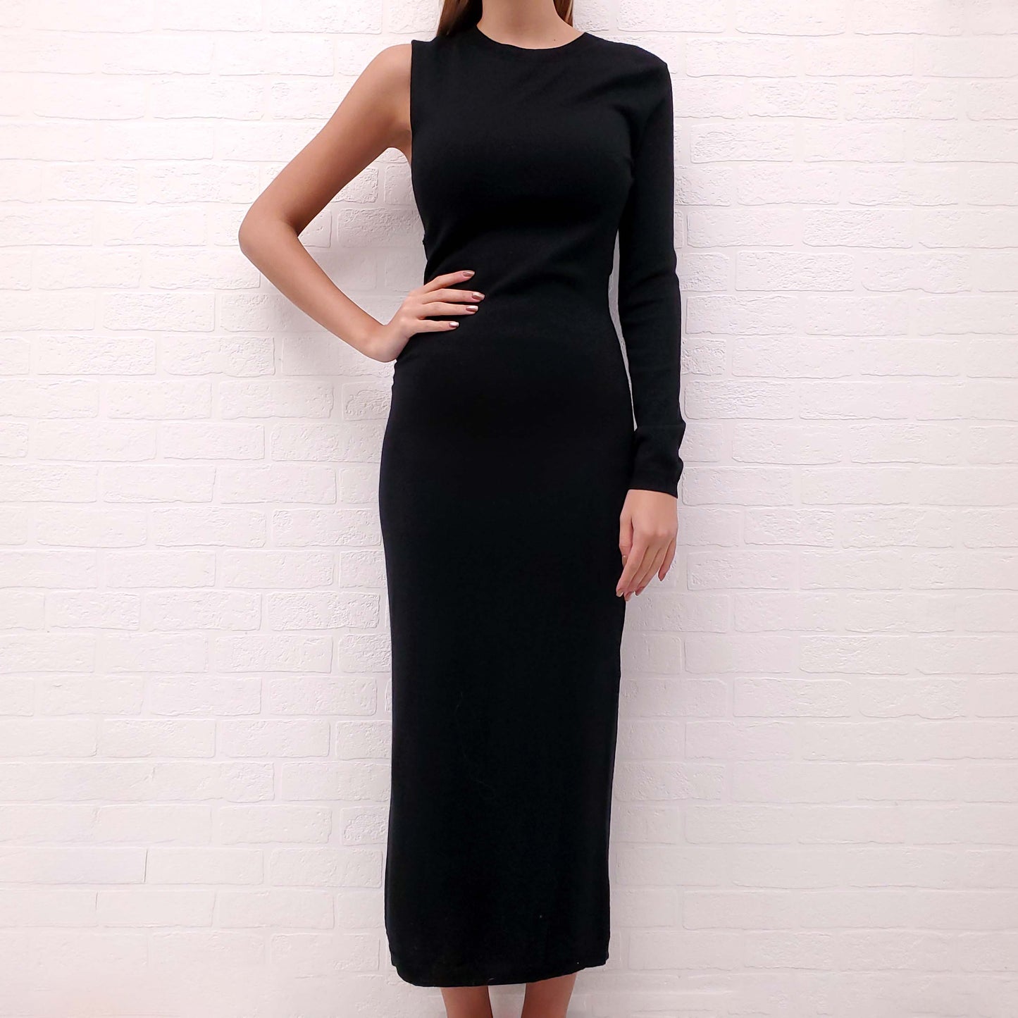 TOTEME BLACK ONE SHOULDER DRESS - SIZE XS
