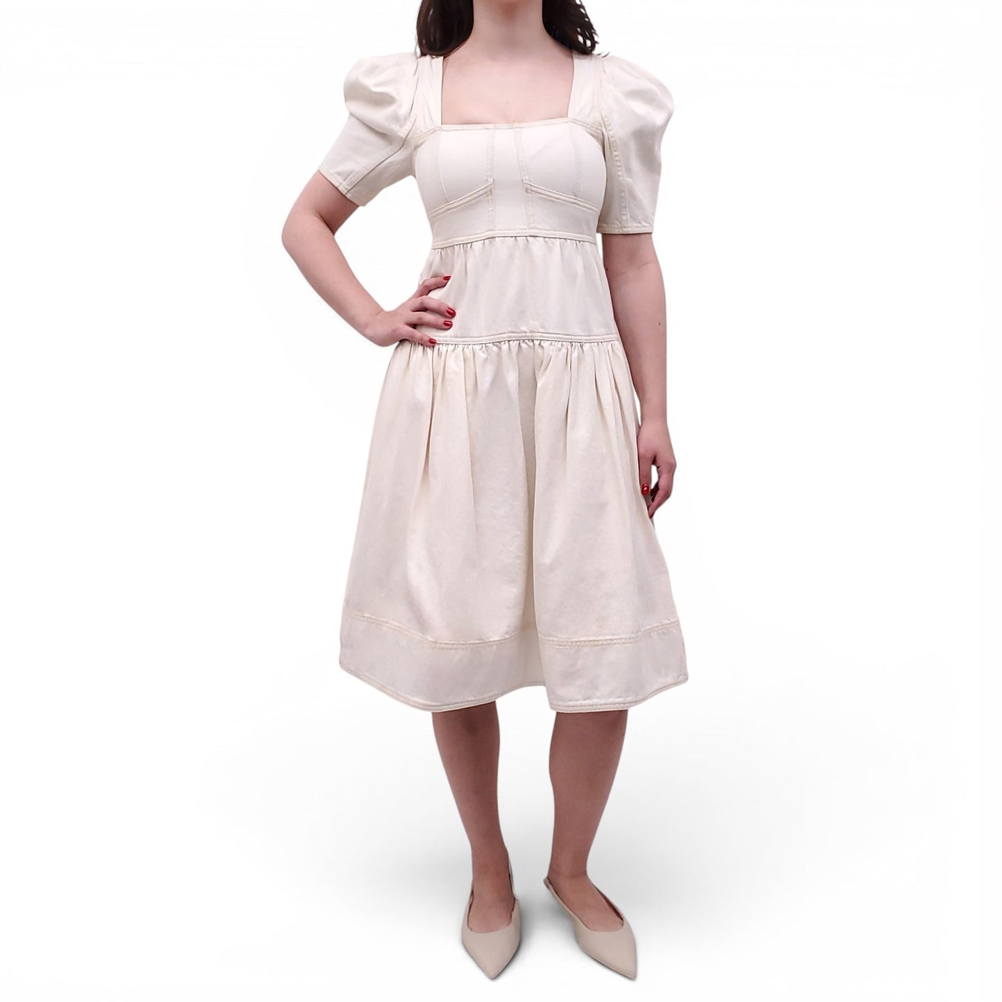 ULLA JOHNSON WHITE DENIM DRESS - SIZE 2