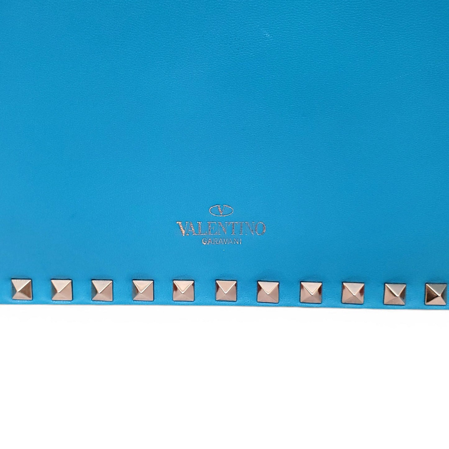 VALENTINO BRIGHT BLUE ROCKSTUD WRISTLET CLUTCH
