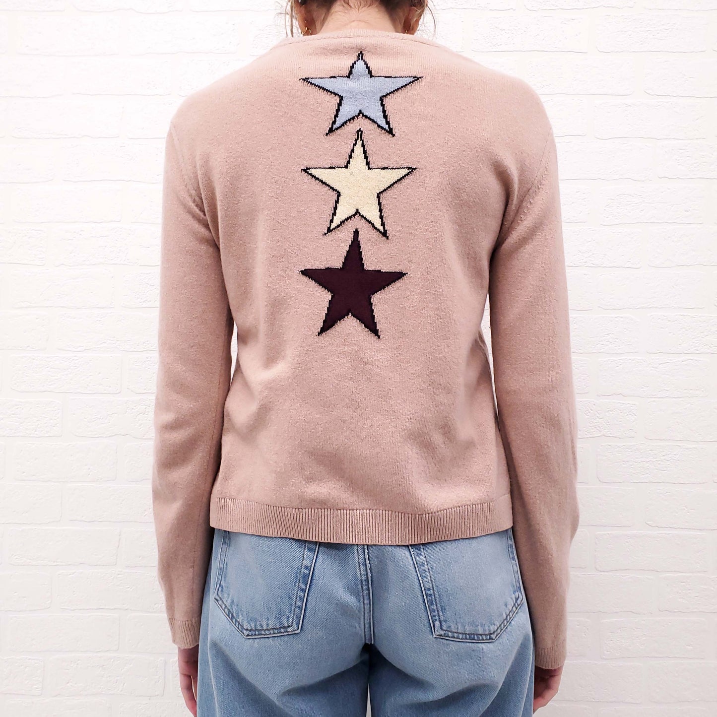VALENTINO PINK KNIT GRAPHIC SWEATER - SIZE S