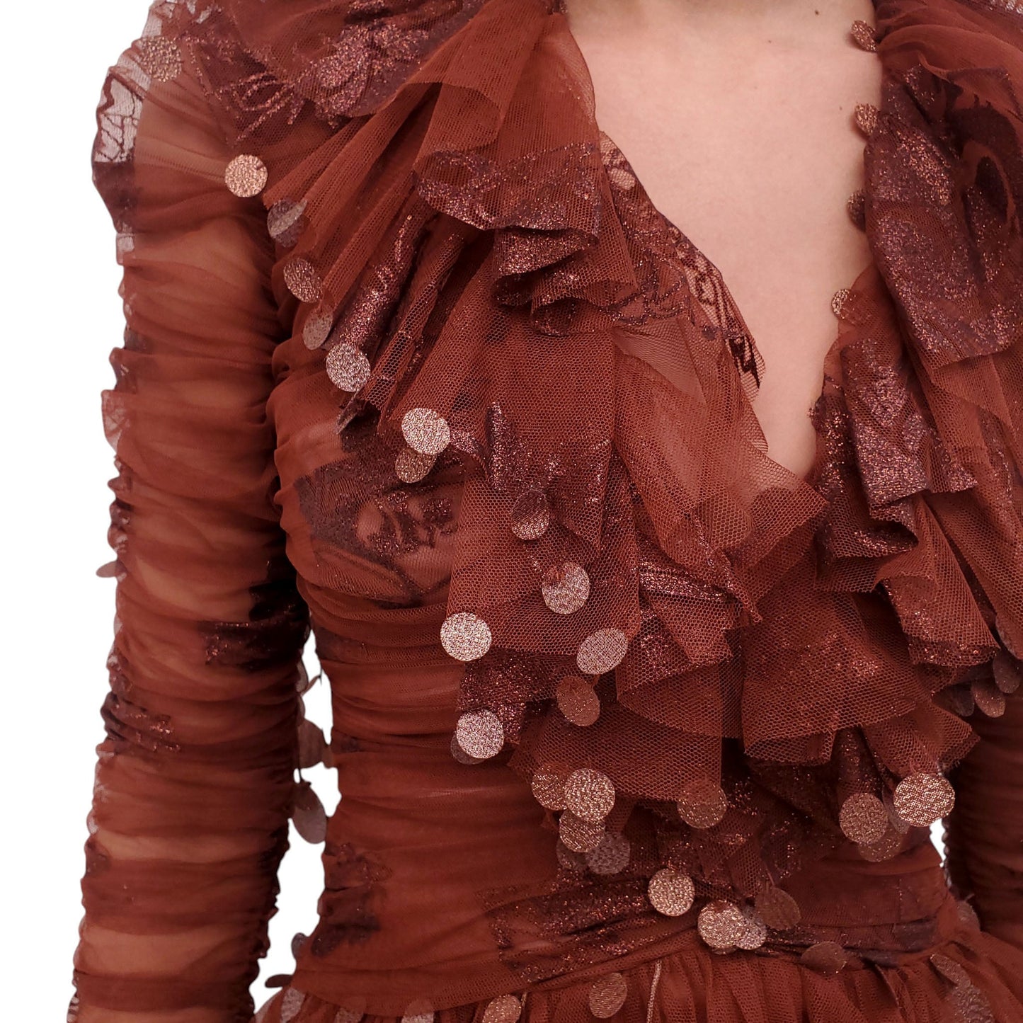 ZIMMERMANN COPPER TULLE 'KALEIDOSCOPE HANDKERCHIEF MINI' DRESS - SIZE 0 (US 4)