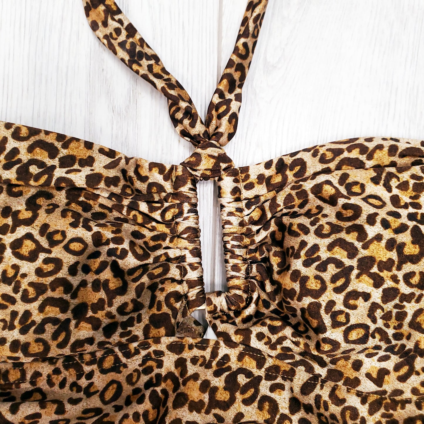 ZIMMERMANN TAN LEOPARD EMPIRE SQUARE LINK SWIMSUIT - SIZE 0/XS