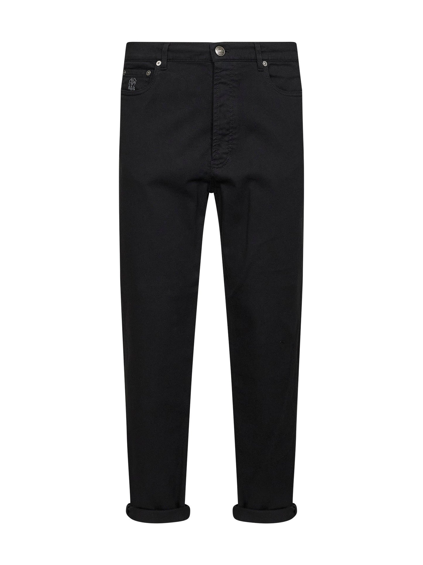 Brunello Cucinelli Men Black Garment-Dyed Lightweight Comfort Denim Iconic Fit Jeans