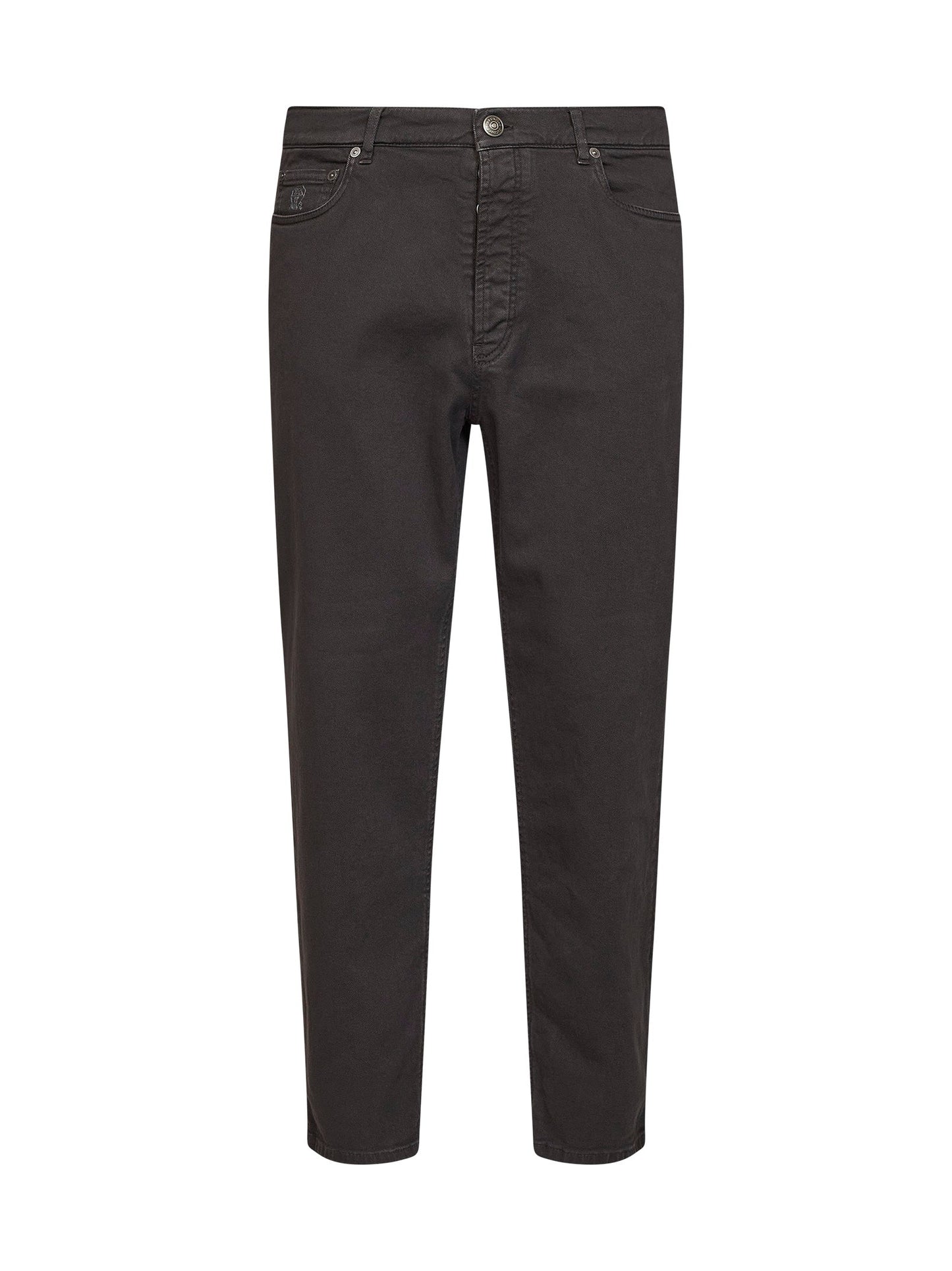 Brunello Cucinelli Men Dark Brown Garment-Dyed Lightweight Comfort Denim Iconic Fit Jeans