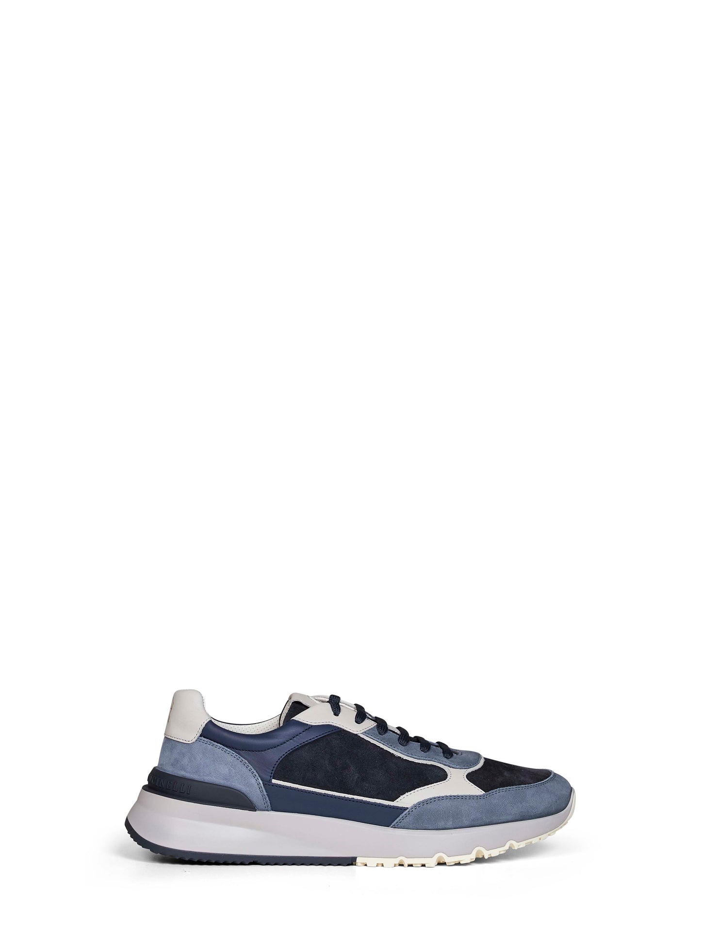 Brunello Cucinelli Men Blue Nubuck And Suede Sneakers