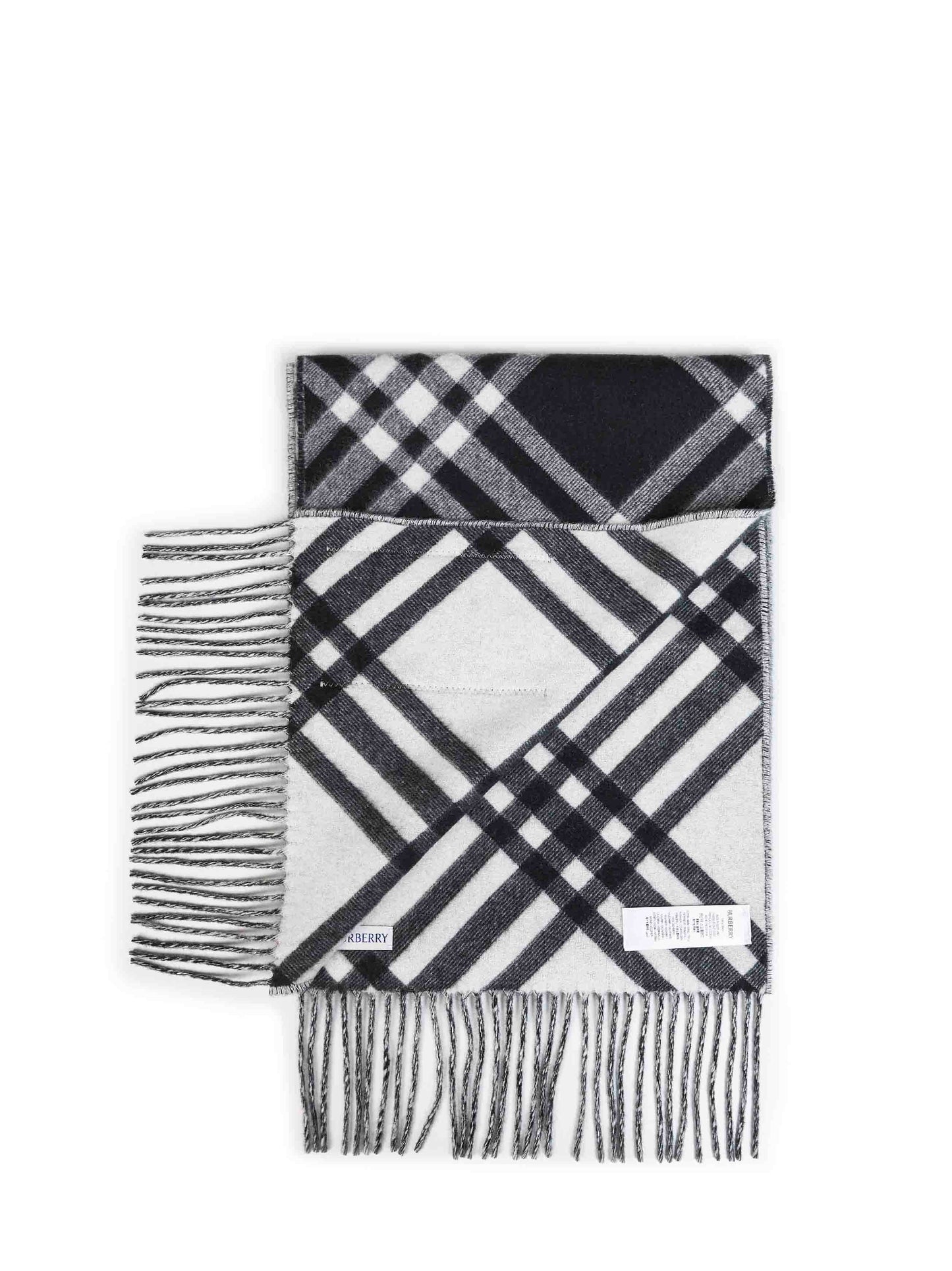 Burberry Women Black Double-Face Check Cashmere Scarf