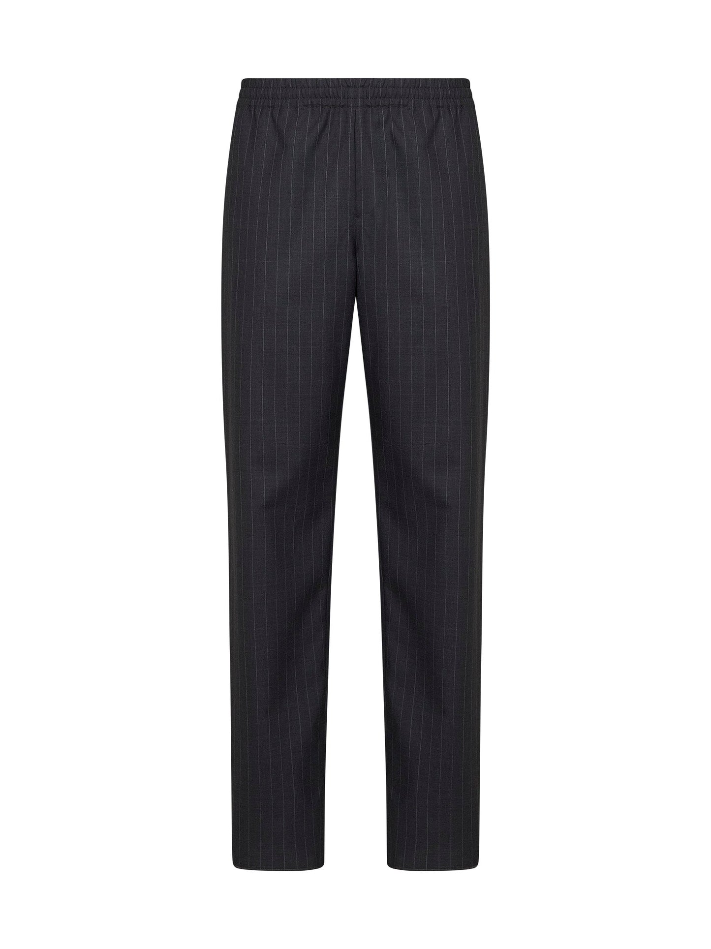 Burberry Men Iron Grey Pinstriped Wool Track Trousers