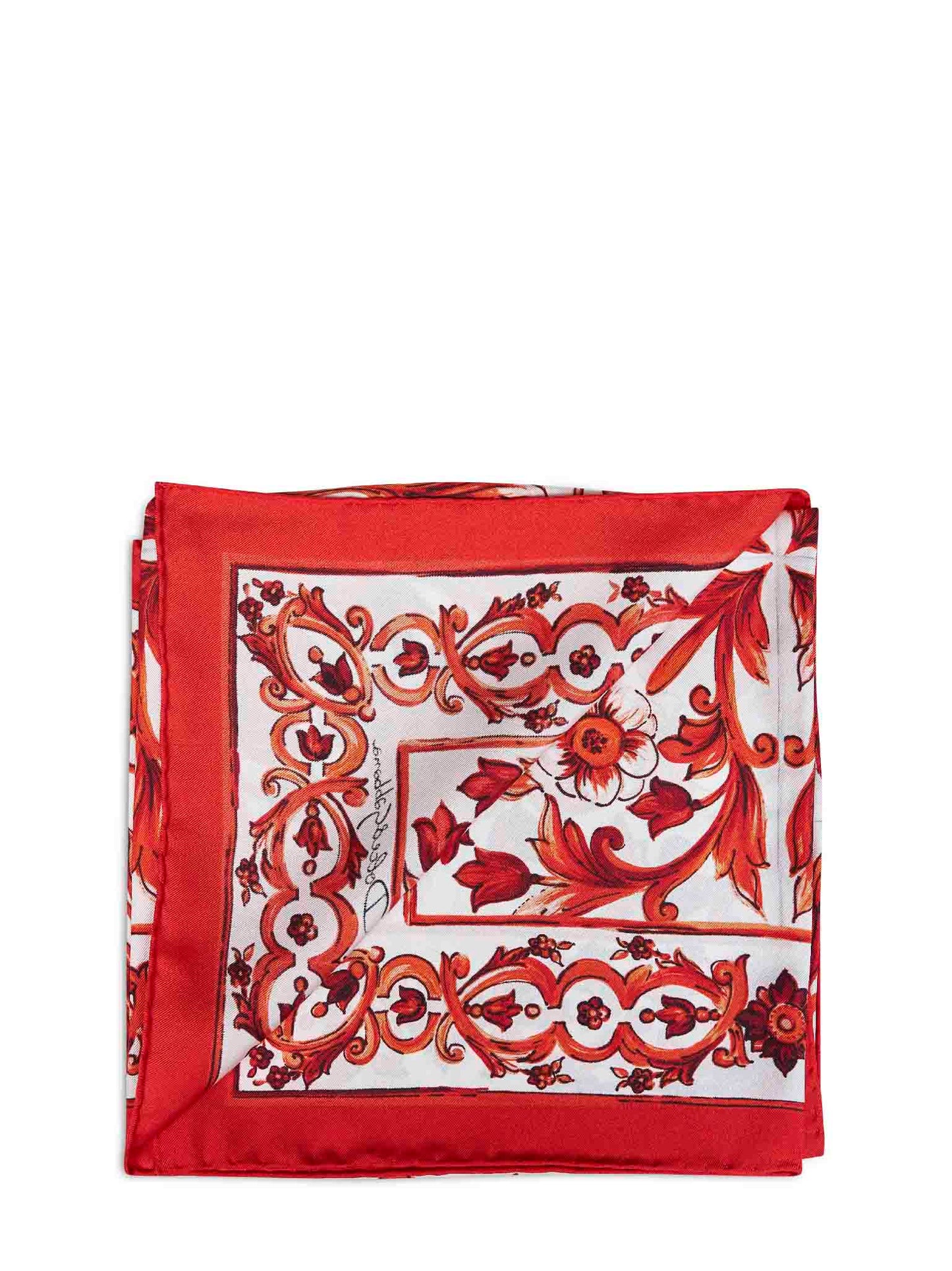Dolce & Gabbana Women Orange Maiolica-Print Silk Twill Scarf