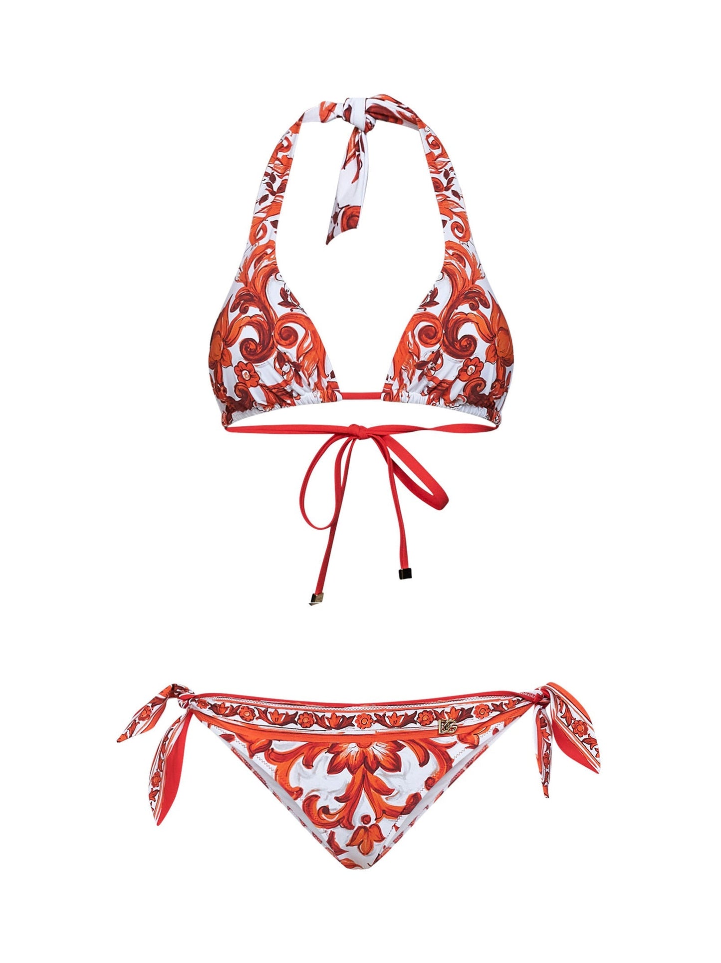 Dolce & Gabbana Women Orange Maiolica-Print Lycra Bikini