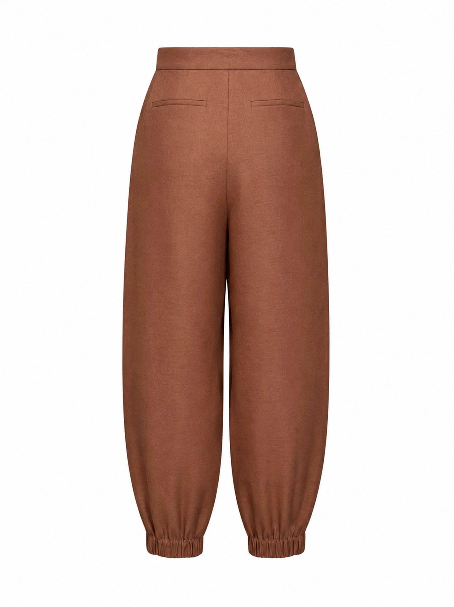 Fendi Women Brown Linen And Cotton High-Rise Balloon Trousers