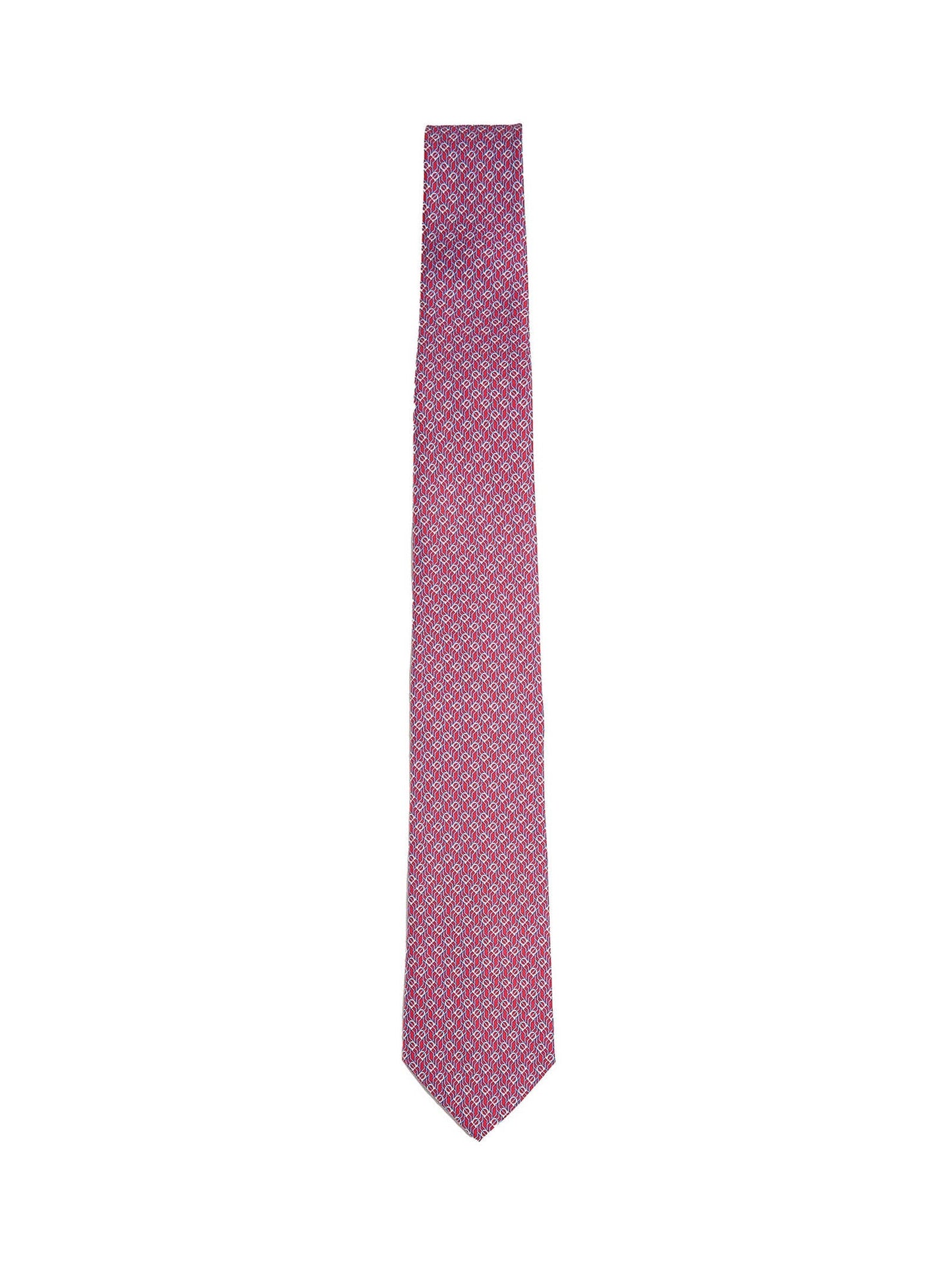 Ferragamo Men Red Silk Tetris Print Tie