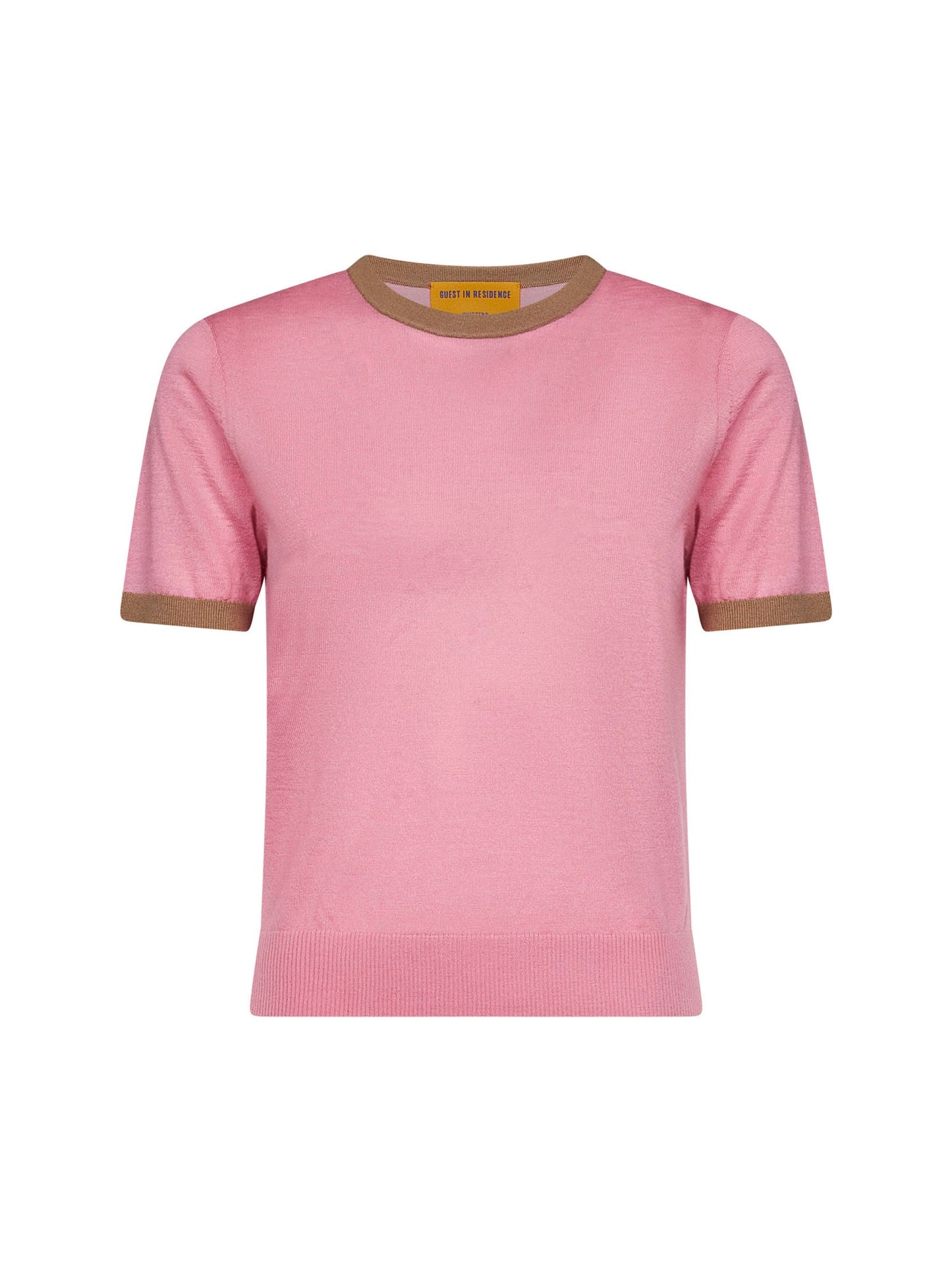 Guest In Residence Women Pink Cashmere Knit Airy Ringer T-Shirt