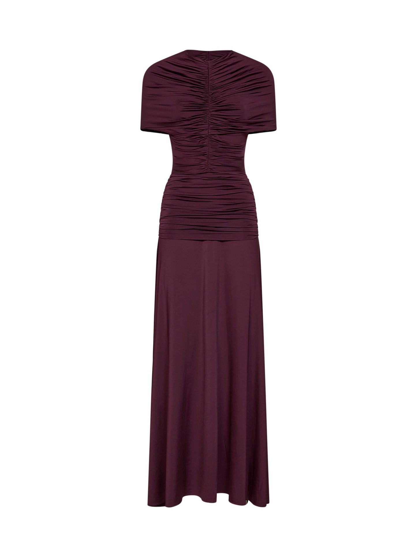 Self Portrait Women Burgundy Jersey Gathered Maxi Dress