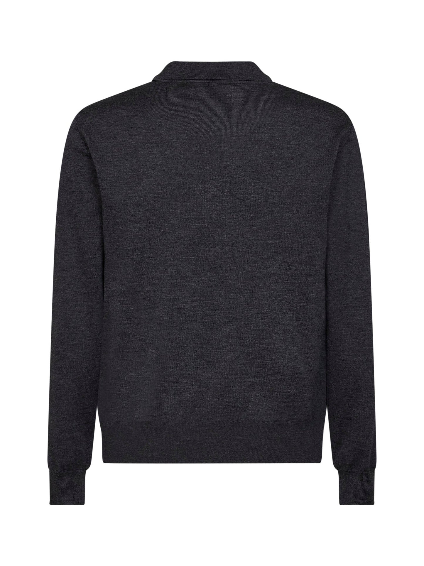 Valentino Men Dark Grey Wool Valentino Polo Shirt With Vlogo Embroidery