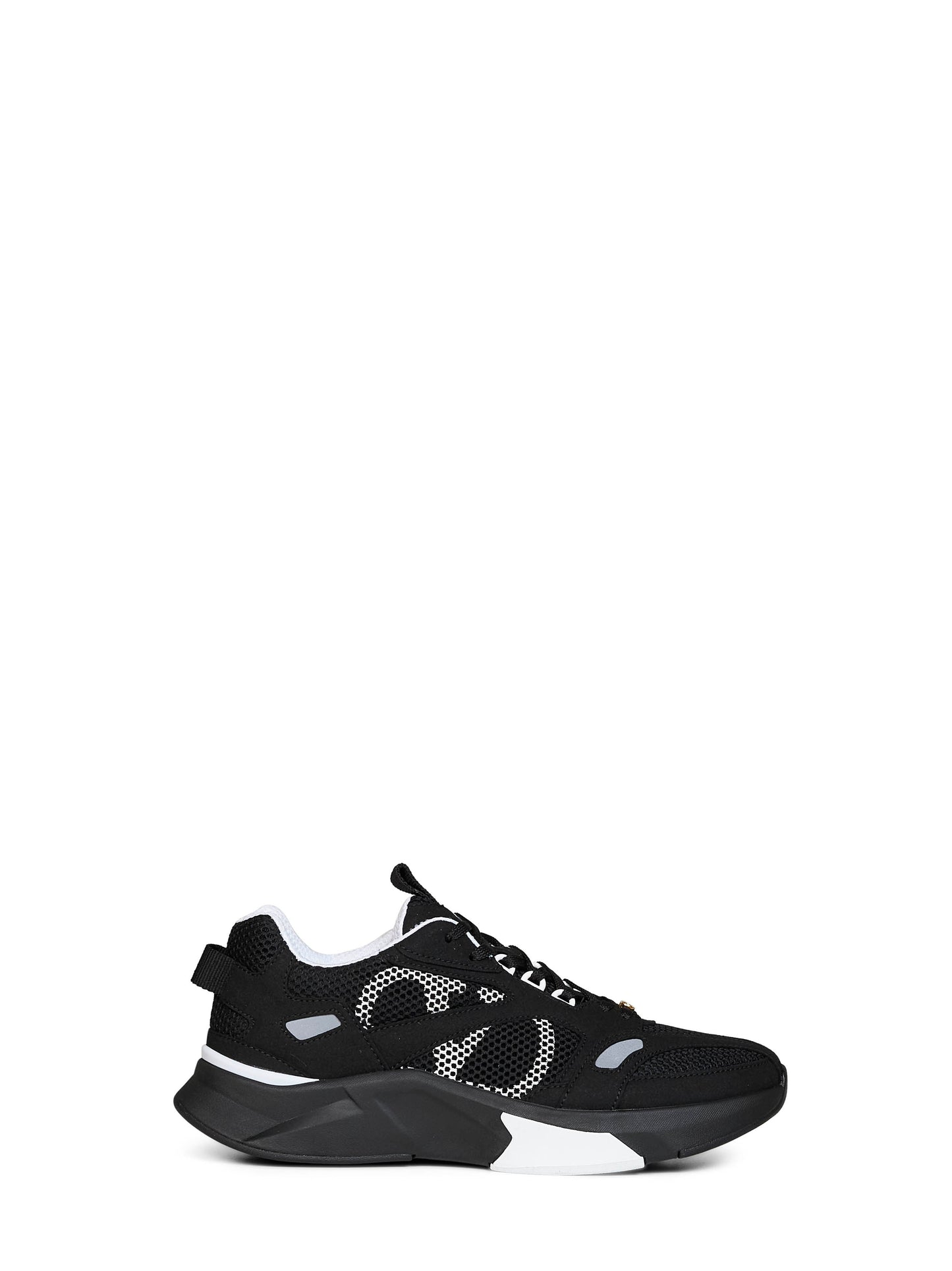 Valentino Garavani Men Black And Grey Mesh And Suede Demivee Sneakers
