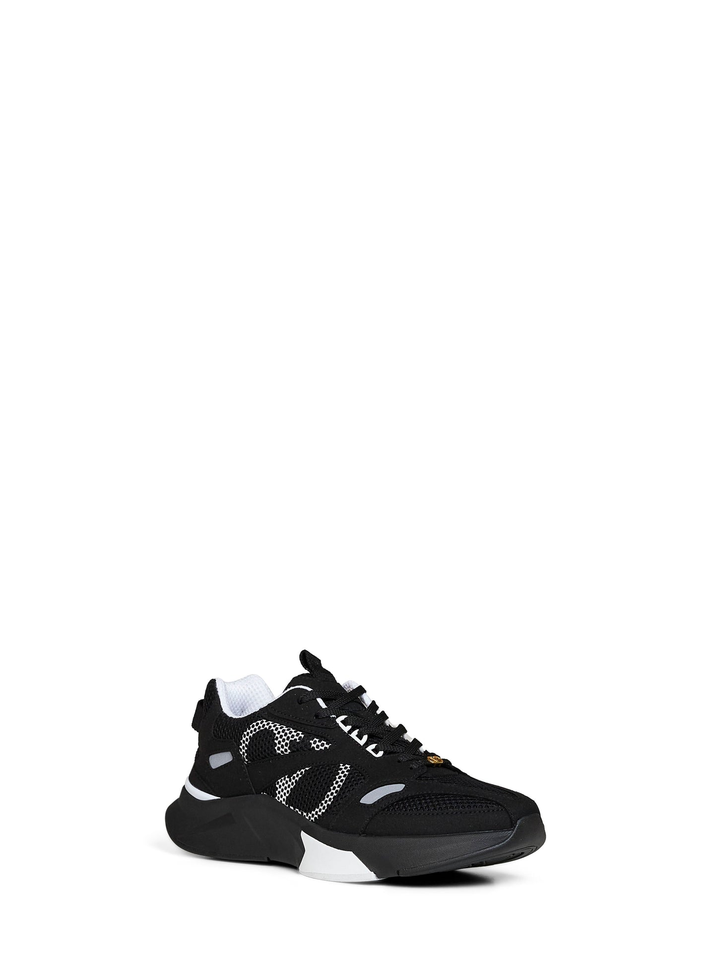 Valentino Garavani Men Black And Grey Mesh And Suede Demivee Sneakers