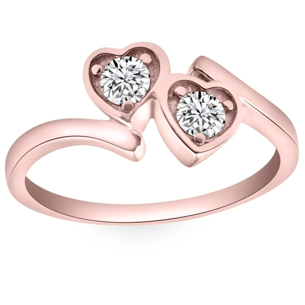 1/3CT Diamond Two Stone Forever Us Heart Ring in White, Yellow, or Rose Gold