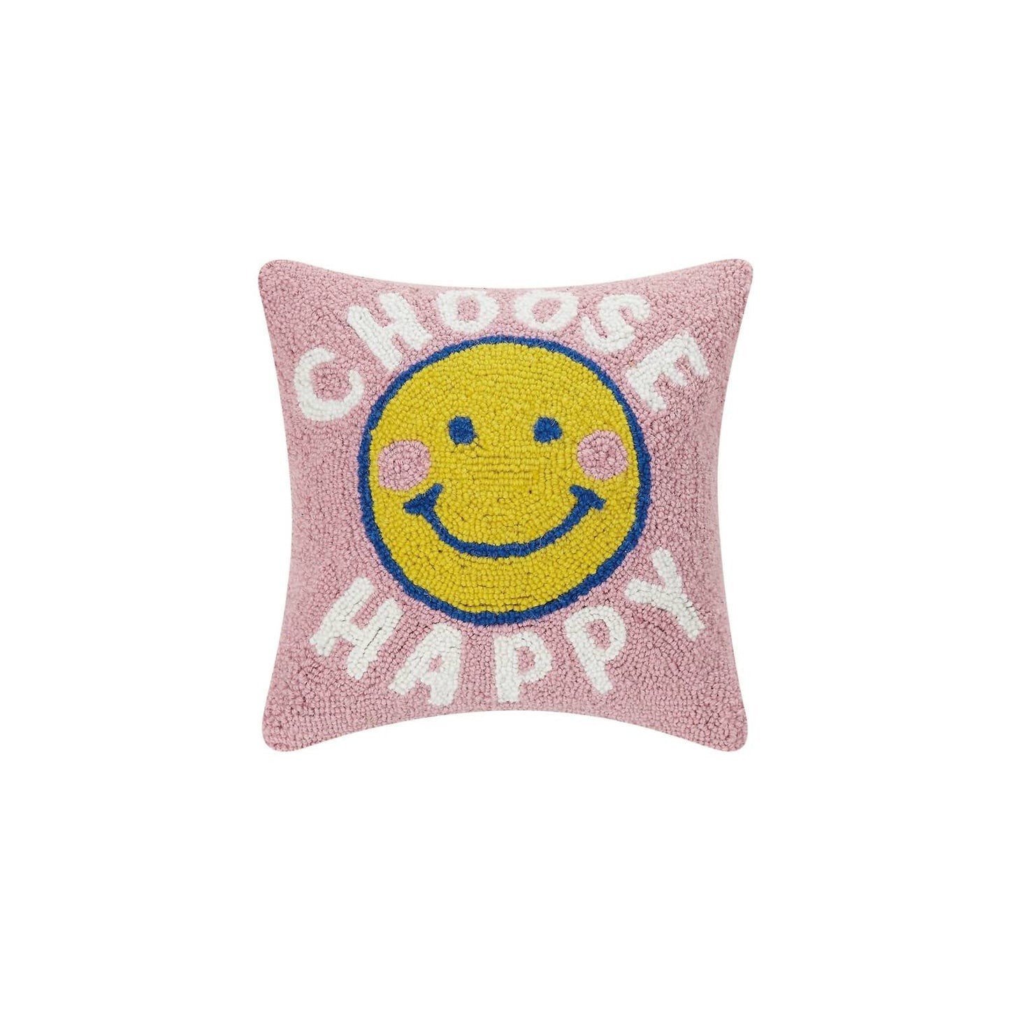 Choose Happy Hook Pillow In Pink
