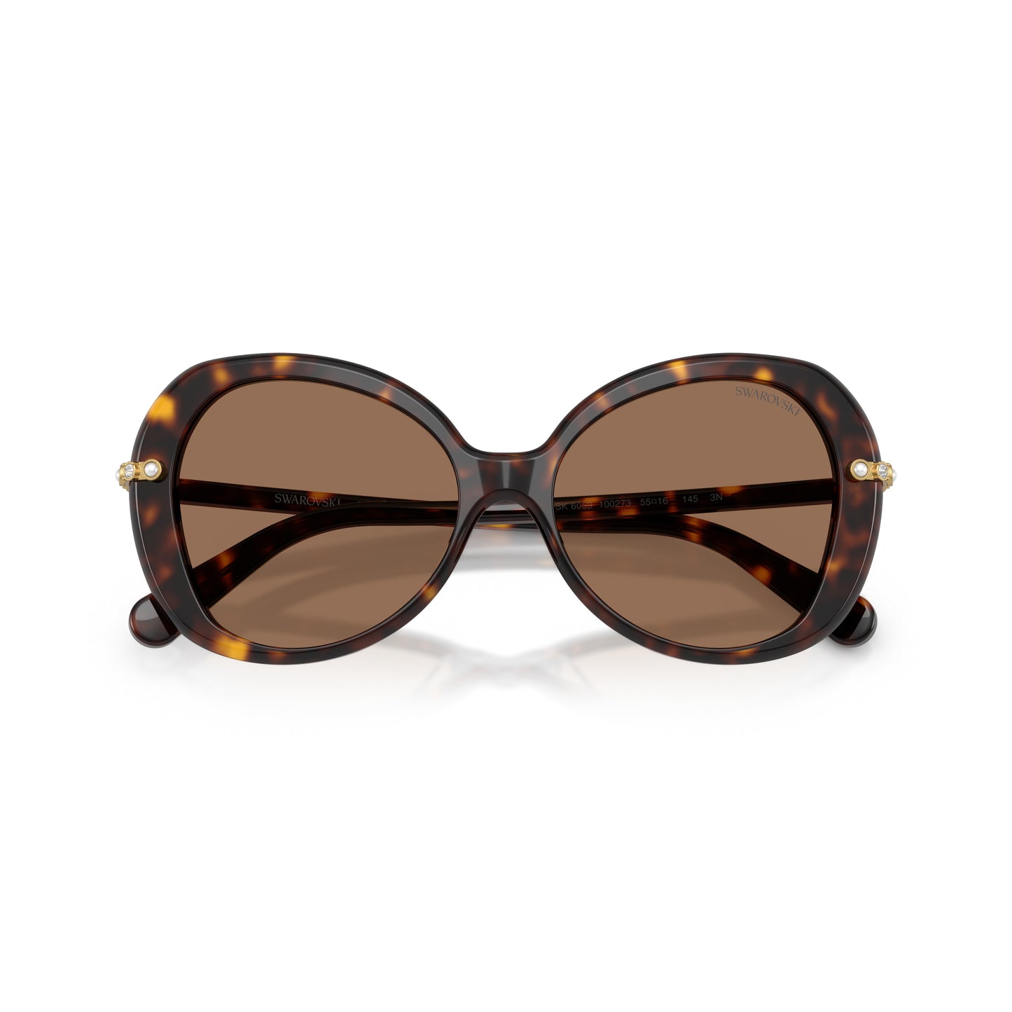 0Sk6059 Oversized Tortoiseshell Sunglasses with Crystal Accents