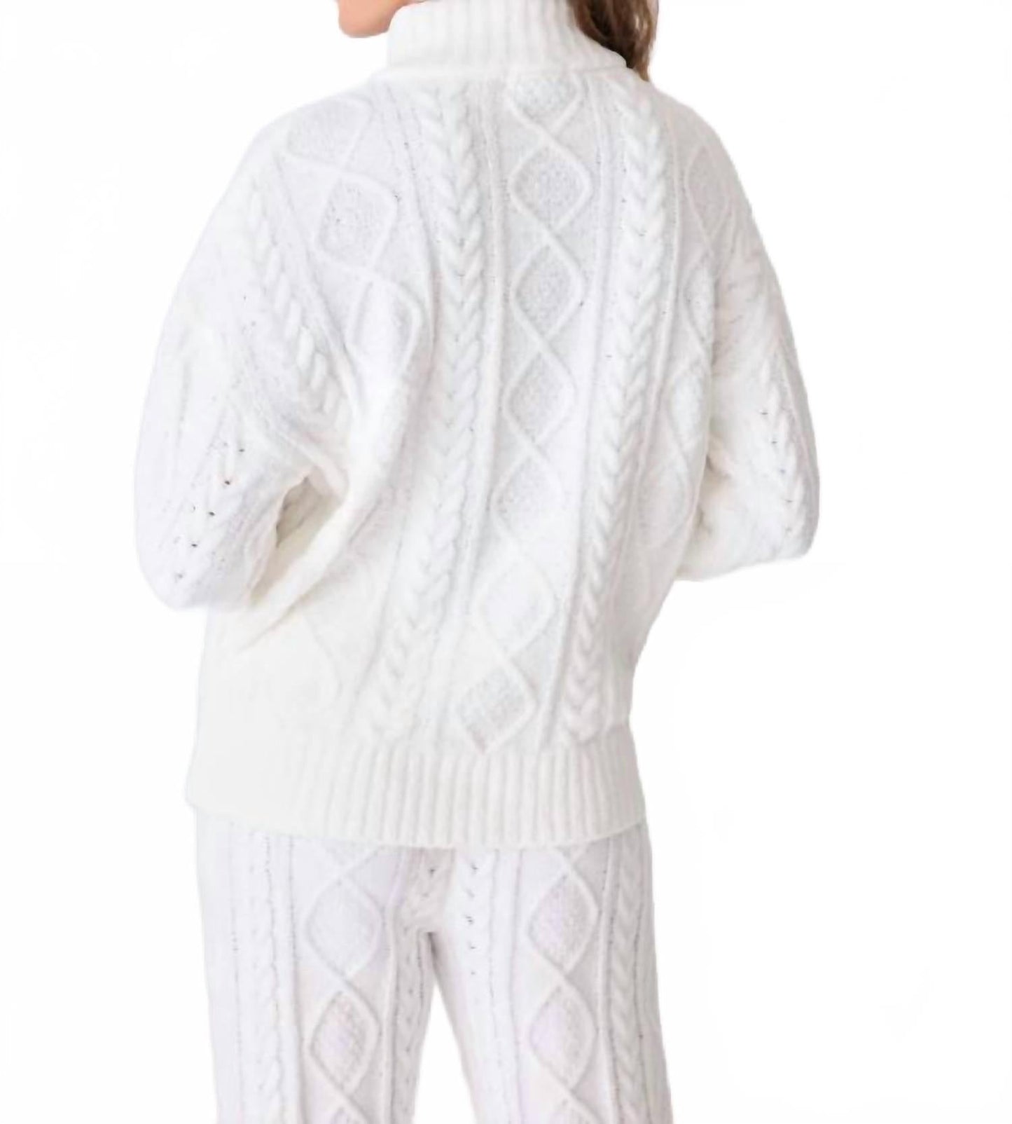 Chenille Cozy Cable Quarter Zip Sweater In Ivory