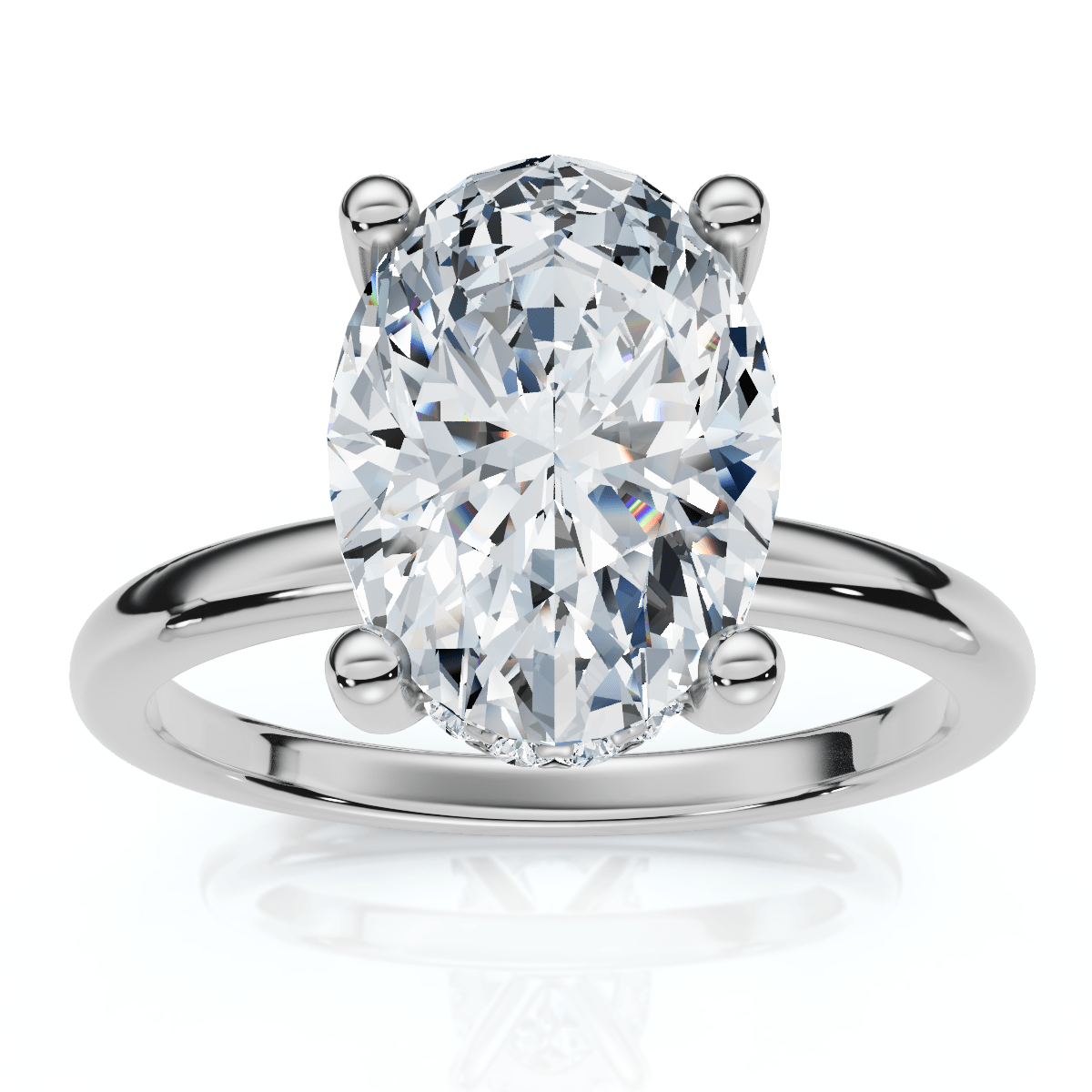 2 1/10Ct Oval Diamond Side Halo Engagement Ring 14k Gold or Platinum Lab Grown