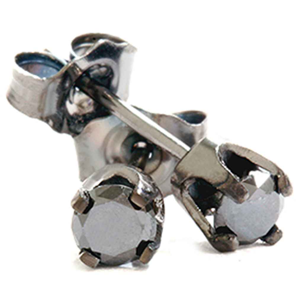 1/3ct Black Diamond Studs 14K White Gold