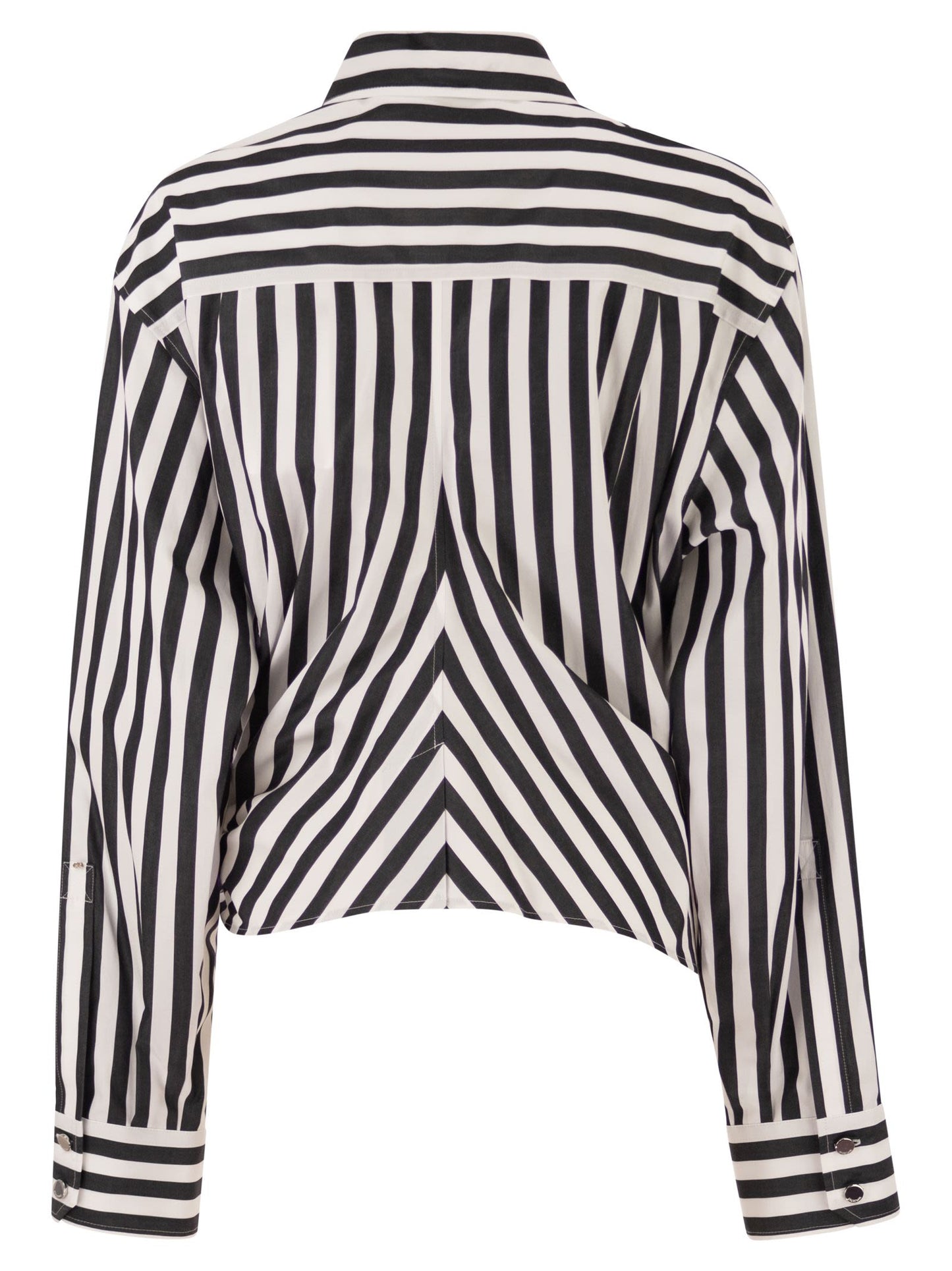 Sportmax Women Spxpalmizi – Cropped Striped Cotton Shirt With Front Draping