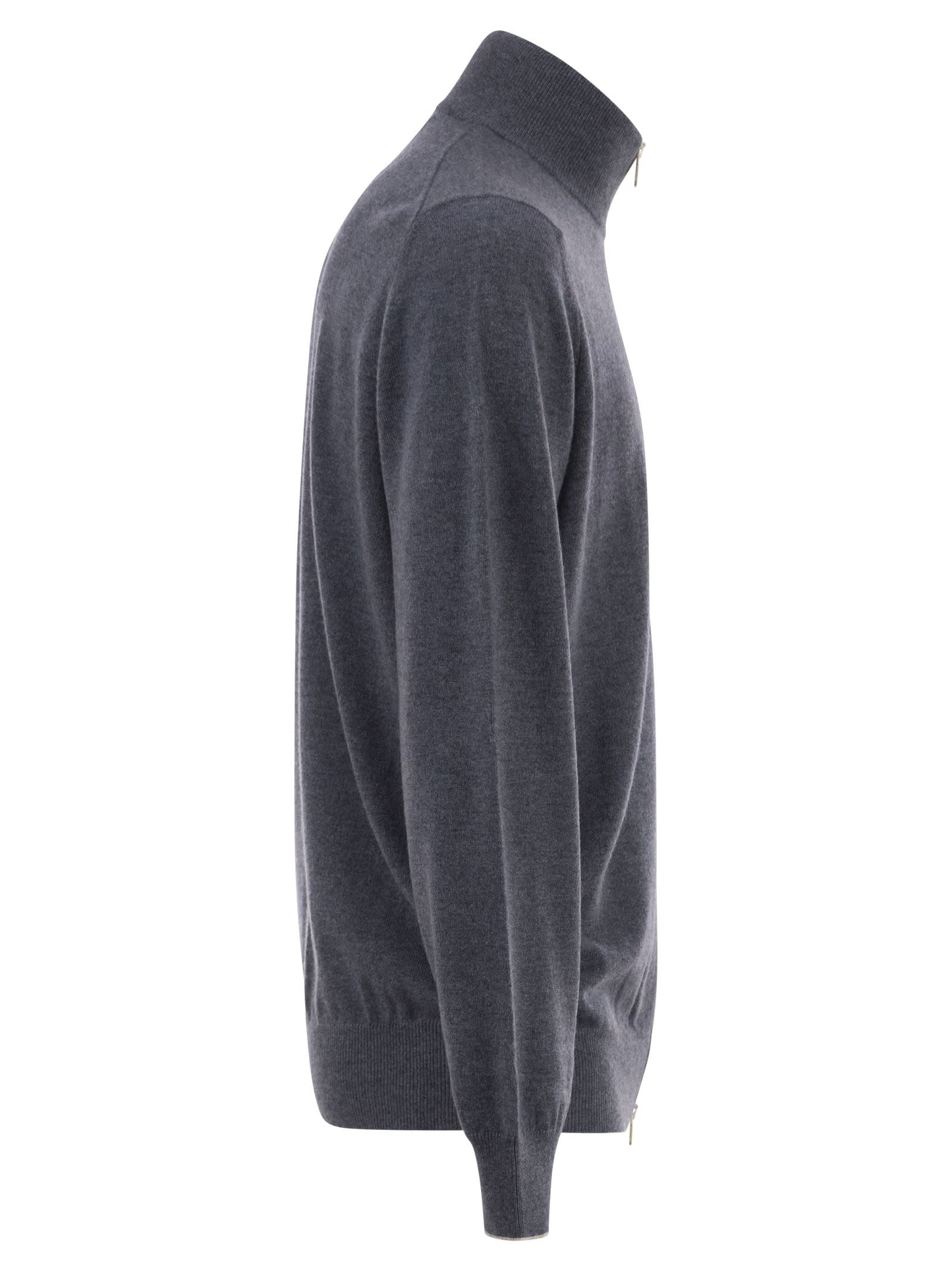 Brunello Cucinelli Men High-Necked Cashmere Cardigan With Zip