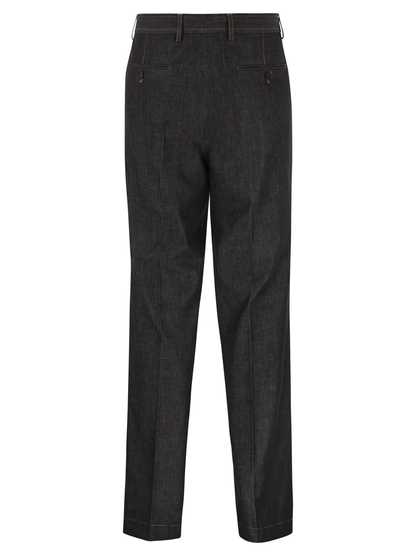 Brunello Cucinelli Men Tailored Cotton Denim Trousers With Pleats