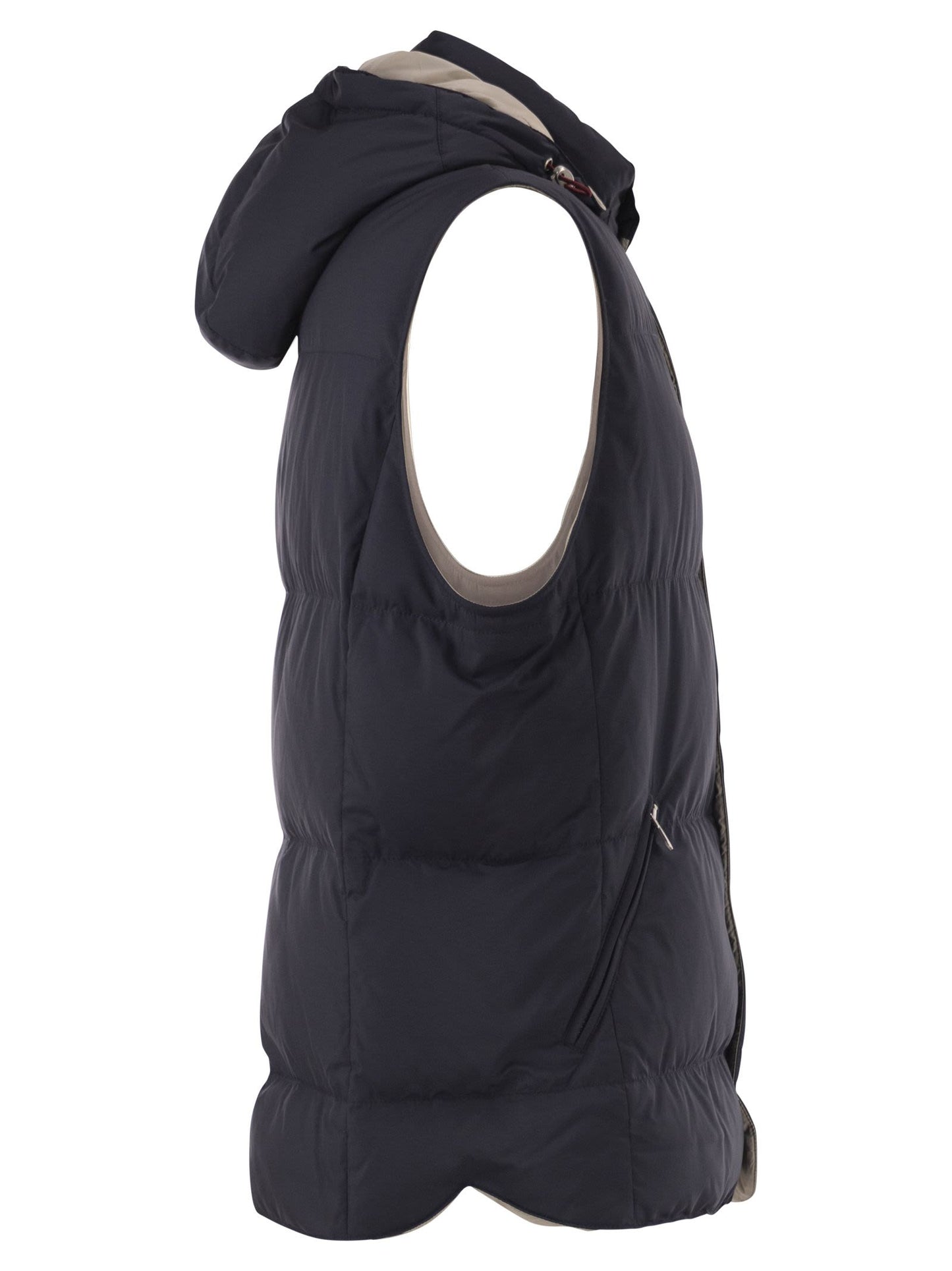 Brunello Cucinelli Men Padded Hooded Gilet In Technical Fabric