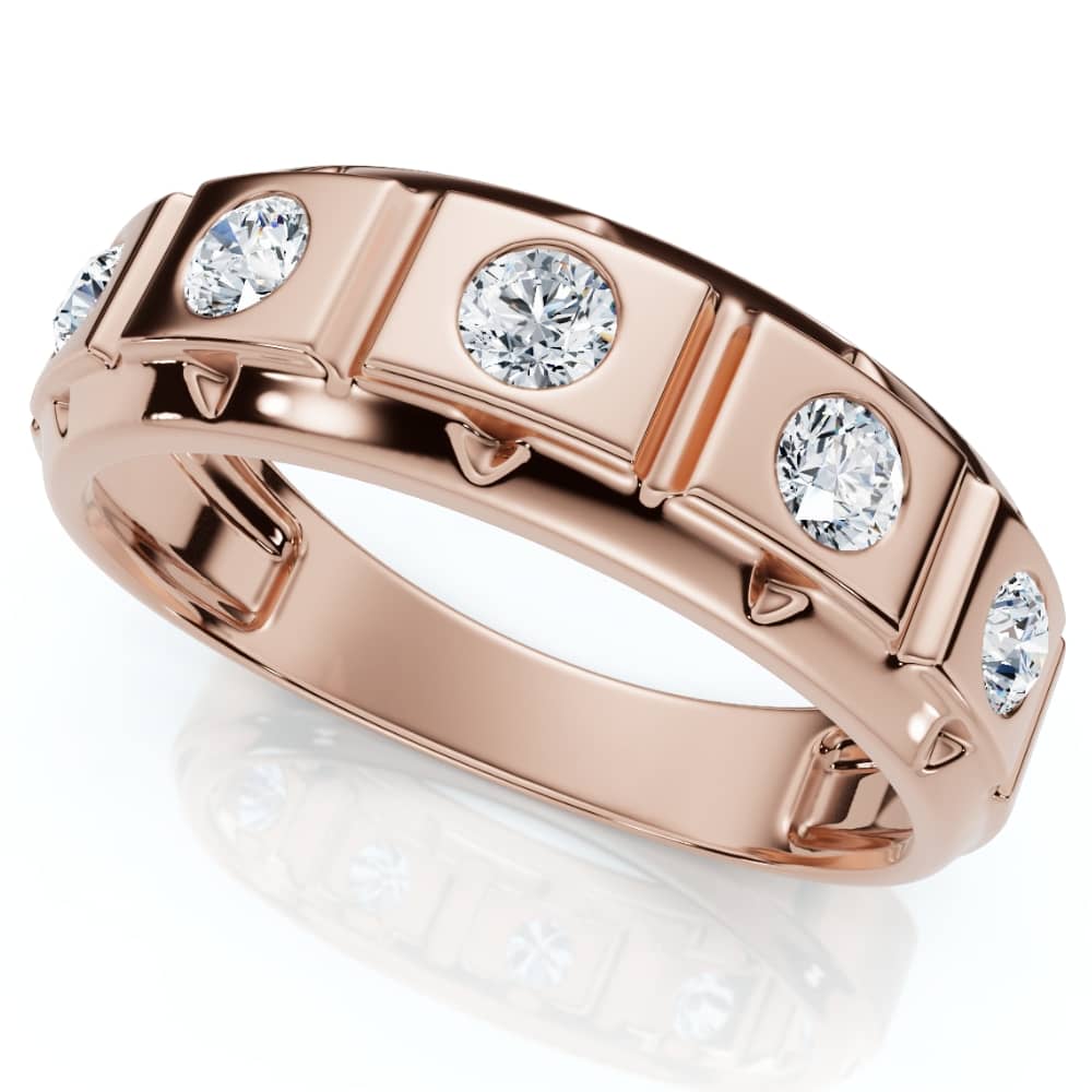 1/2Ct Men's Diamond High Polish Wedding Ring Lab Grown Anniversary Band