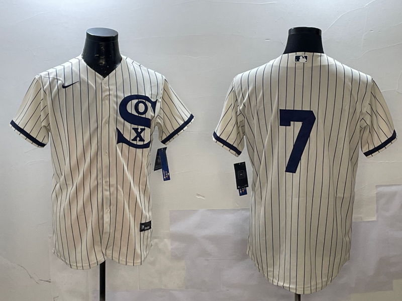 Men's Chicago White Sox Tim Anderson #7 Cream Replica Player Jersey1