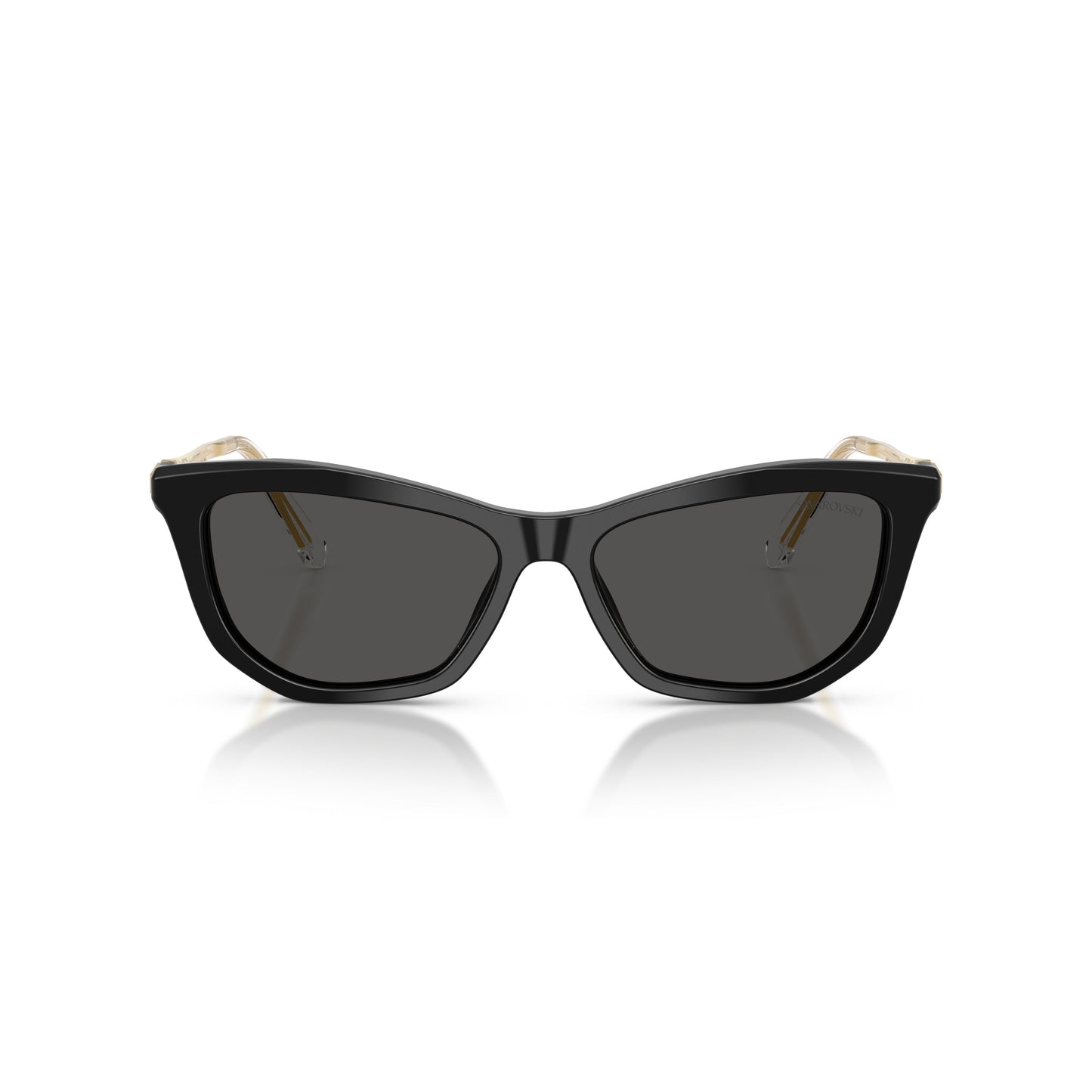 0Sk6057 Bold Black Acetate Cat-Eye Sunglasses with Crystal Embellishments
