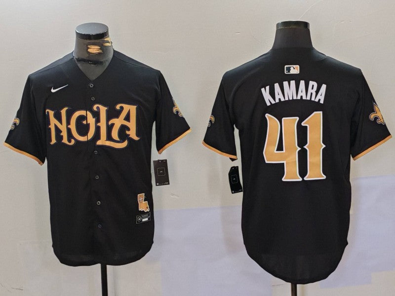 Men's New Orleans Saints Alvin Kamara #41 Black Replica Player jersey