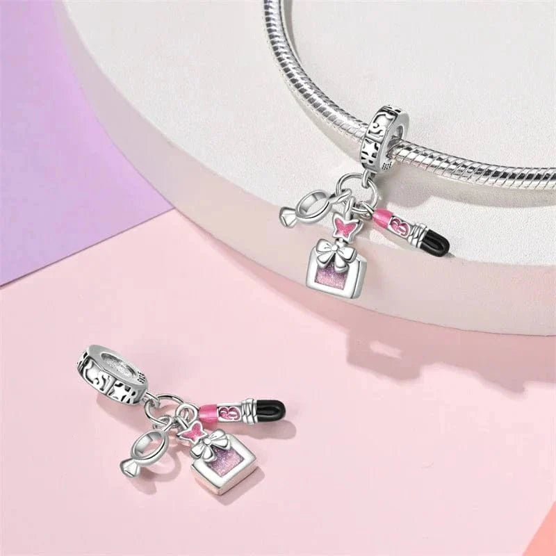 Barbie Mirror, Perfume, Pink Lipstick Charm