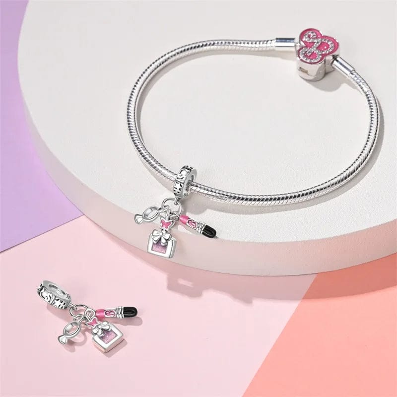 Barbie Mirror, Perfume, Pink Lipstick Charm