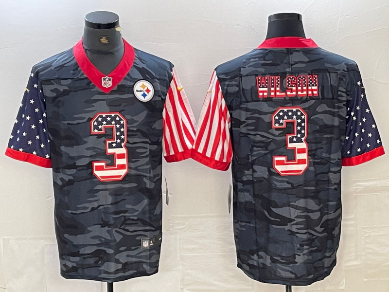 Men's Pittsburgh Steelers Russell Wilson #3 Grey Camouflage Player jersey