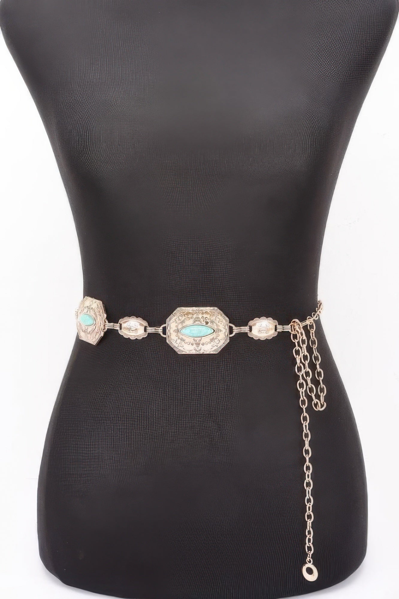 Western Style Chain Belt with Turquoise Accent