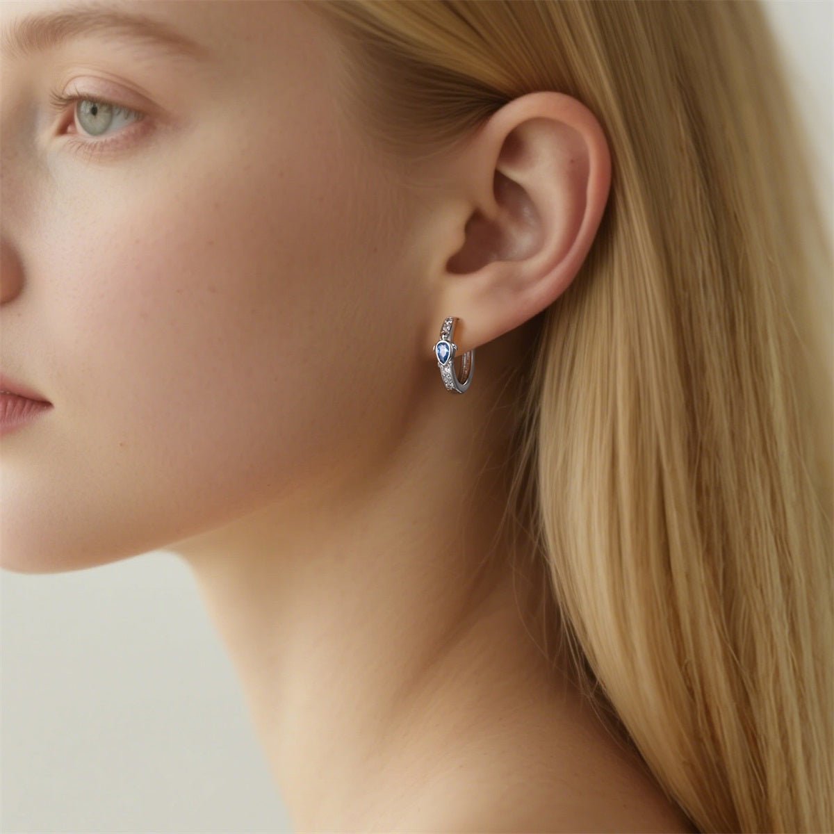 Blue Crystal Sea Turtle Hoop Earrings