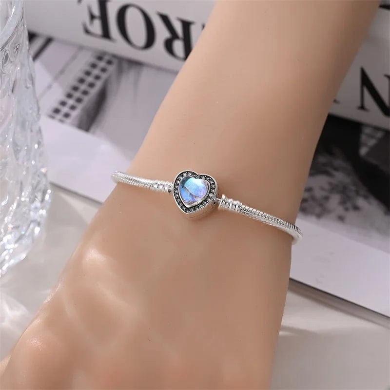 Blue Heart Gemstone Clasp Bracelet