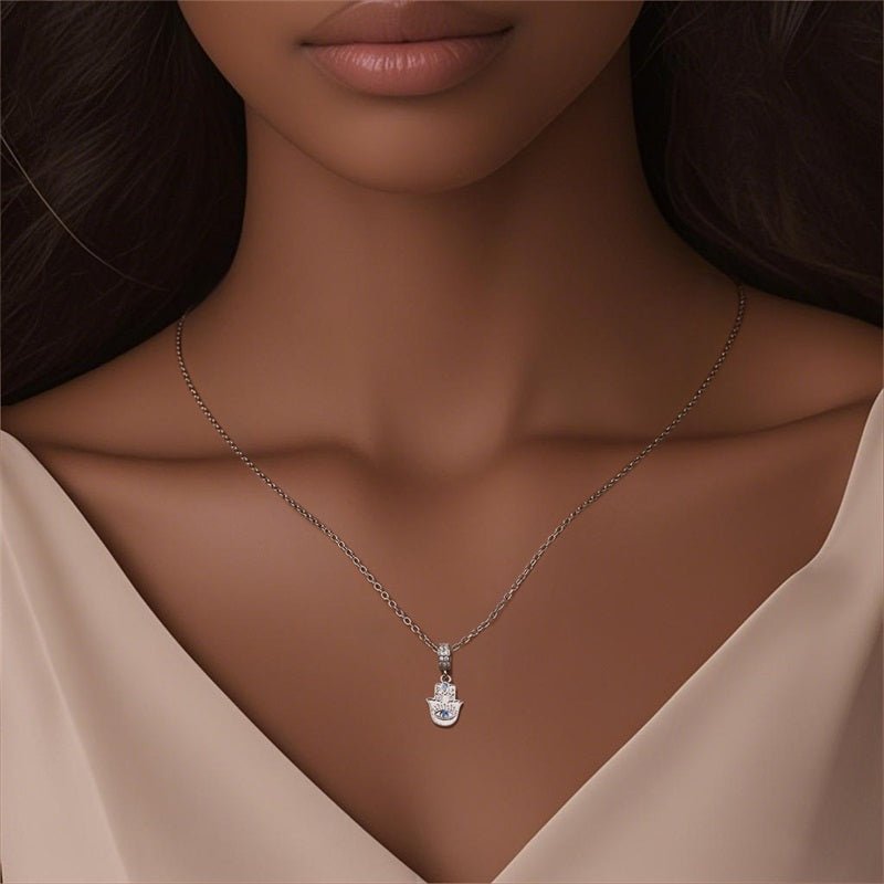 Blue Stone Hamsa Hand Necklace