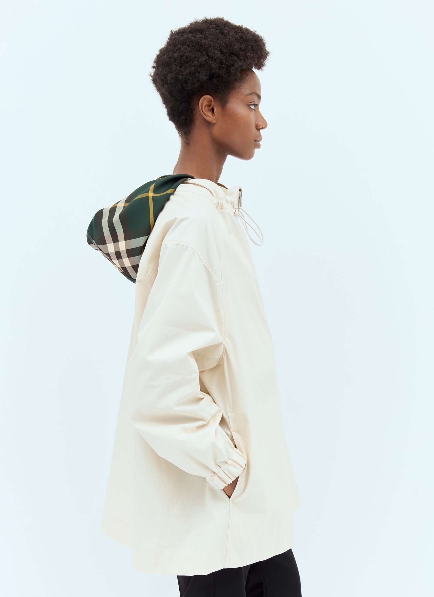 Burberry Women Check Hood Gabardine Parka
